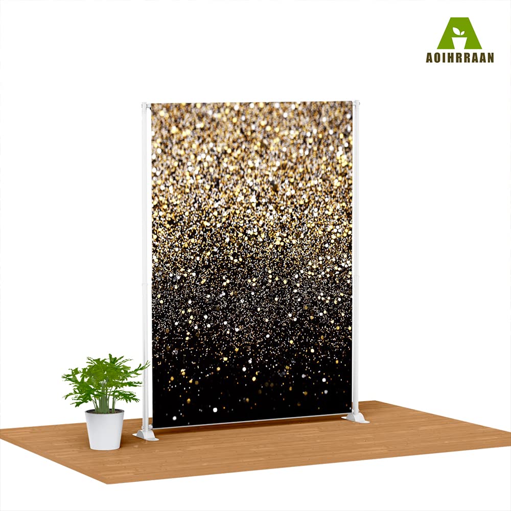 Aoihrraan 2,5x3m Nero e Oro Glitter Fotografia Sfondo Sfondo dorato brillante paillettes macchie astratto stellatoNatale Capodanno Famiglia Festa Festival Festeggia Ritratto Foto Studio Prop