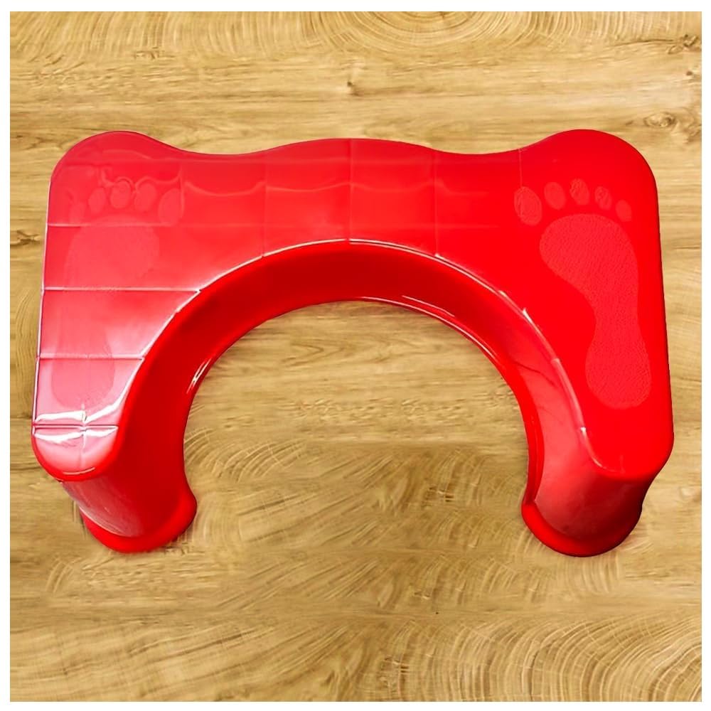 Seven4-Uk Red Squatting Toilet Stool – 7 Inch Non-Slip Bathroom Step For Proper Toilet Posture, Relieves Constipation & Bloating Ergonomic Design For Faster, Healthier Digestive Relief