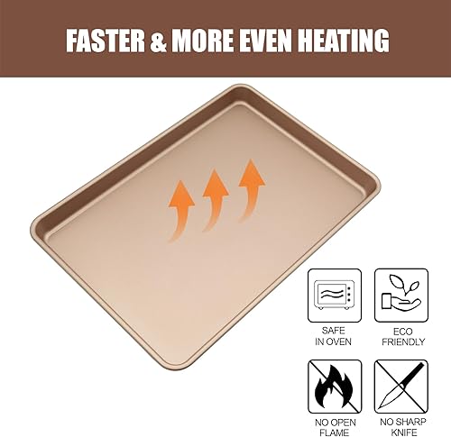 Miniatura 6 de Hoja de galletas de sartenes,Juego de 3 sartenes para hornear profundas,Juego de 3 bandejas para hornear profundas,Bandejas de hornear de 3 piezas