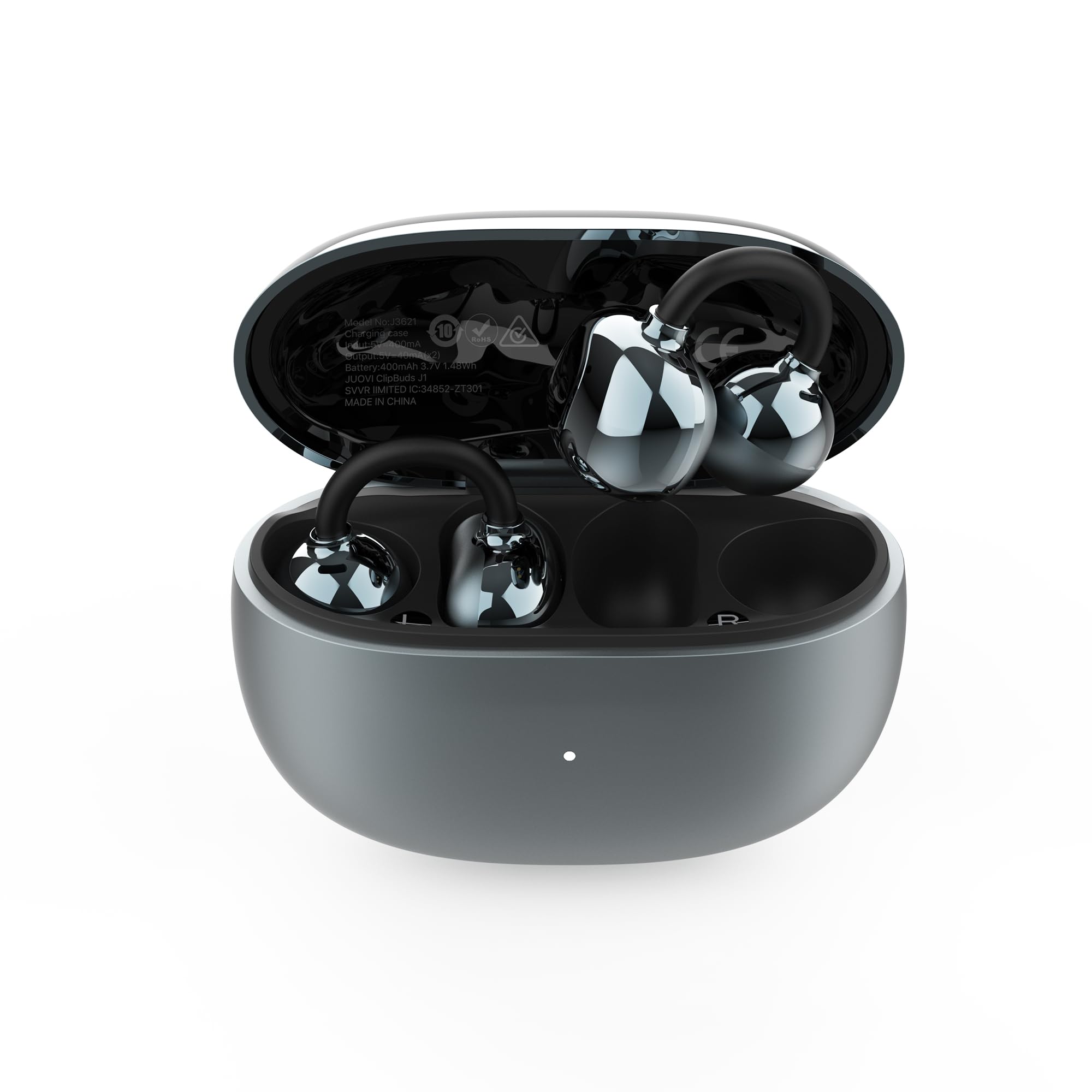JUOVI Cuffiette Bluetooth 6.0 con Clip, Auricolari Open Ear Sportivi con ENC, Cuffie Wireless Bluetooth 28H, Leggere 5,2g, IP54 per Sport, Viaggi e Lavoro