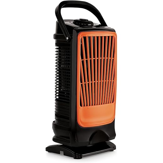 KIMATSU High Speed Portable Mini Blower Tower Fan with 120 Degree Rotation, Revolving Base for Home, Kitchen and Office |Oscillating with Speed Control | White & Orange (Virgin Plastic)