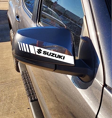 Image of Dual Color Suzuki Side Mirror Exterior Sticker for Maruti Suzuki Fronx, Grand Vitara, Swift, Baleno, Ciaz, Swift Dzire, Baleno (White & Black)