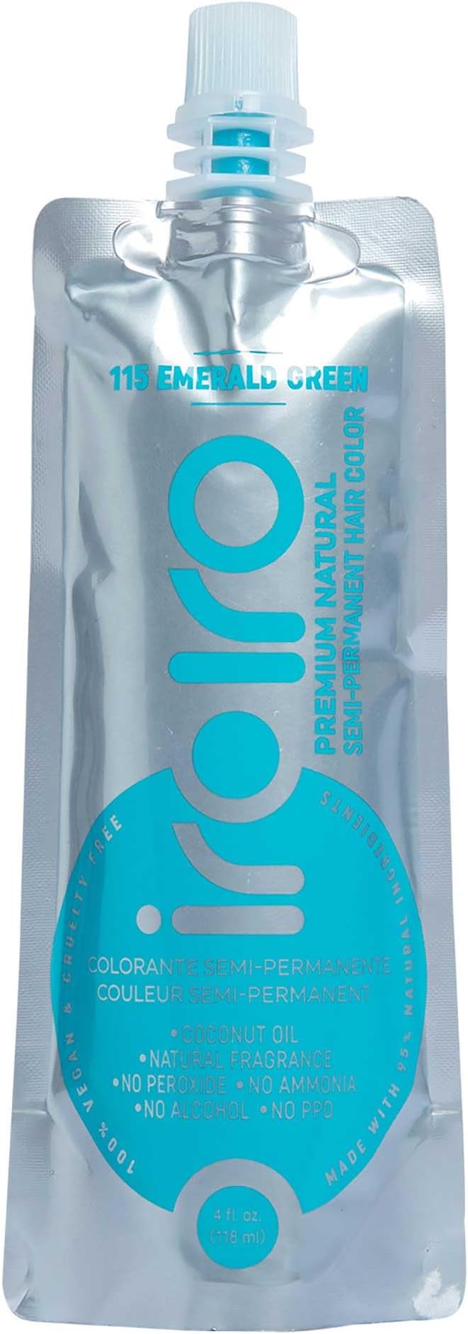IROIRO Premium Natural Semi-Permanent Hair Color 115 Emerald Green (4oz)