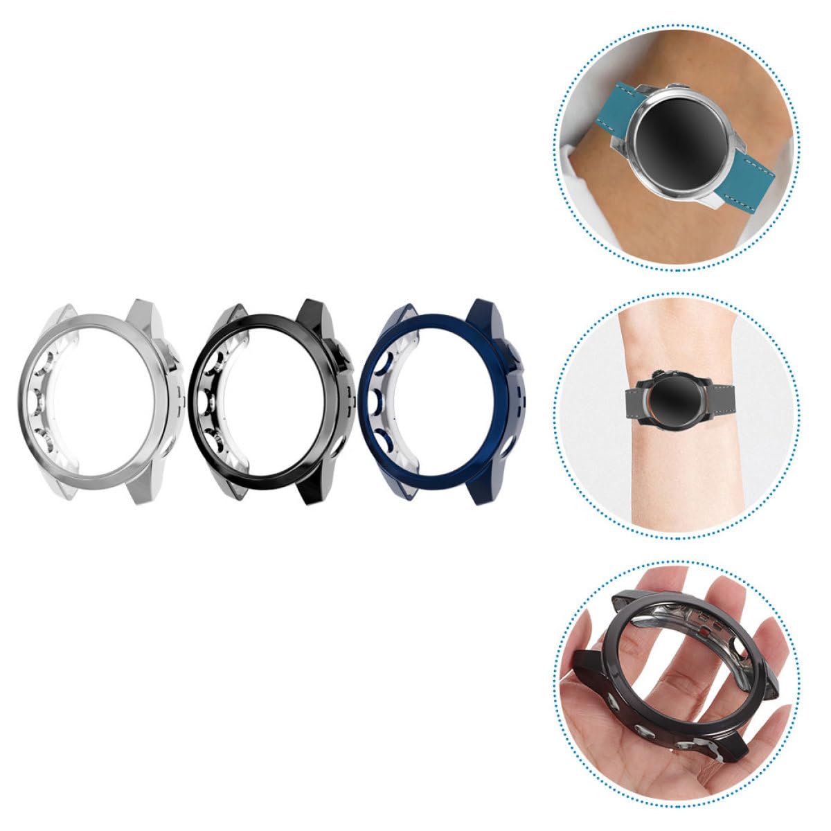 Uonlytech 12pièces Coque De Protection Réutilisable pour Montre De Anti-Chocs TPU Couvertures Écran Résistantes Aux Rayures Design Précis Et Léger