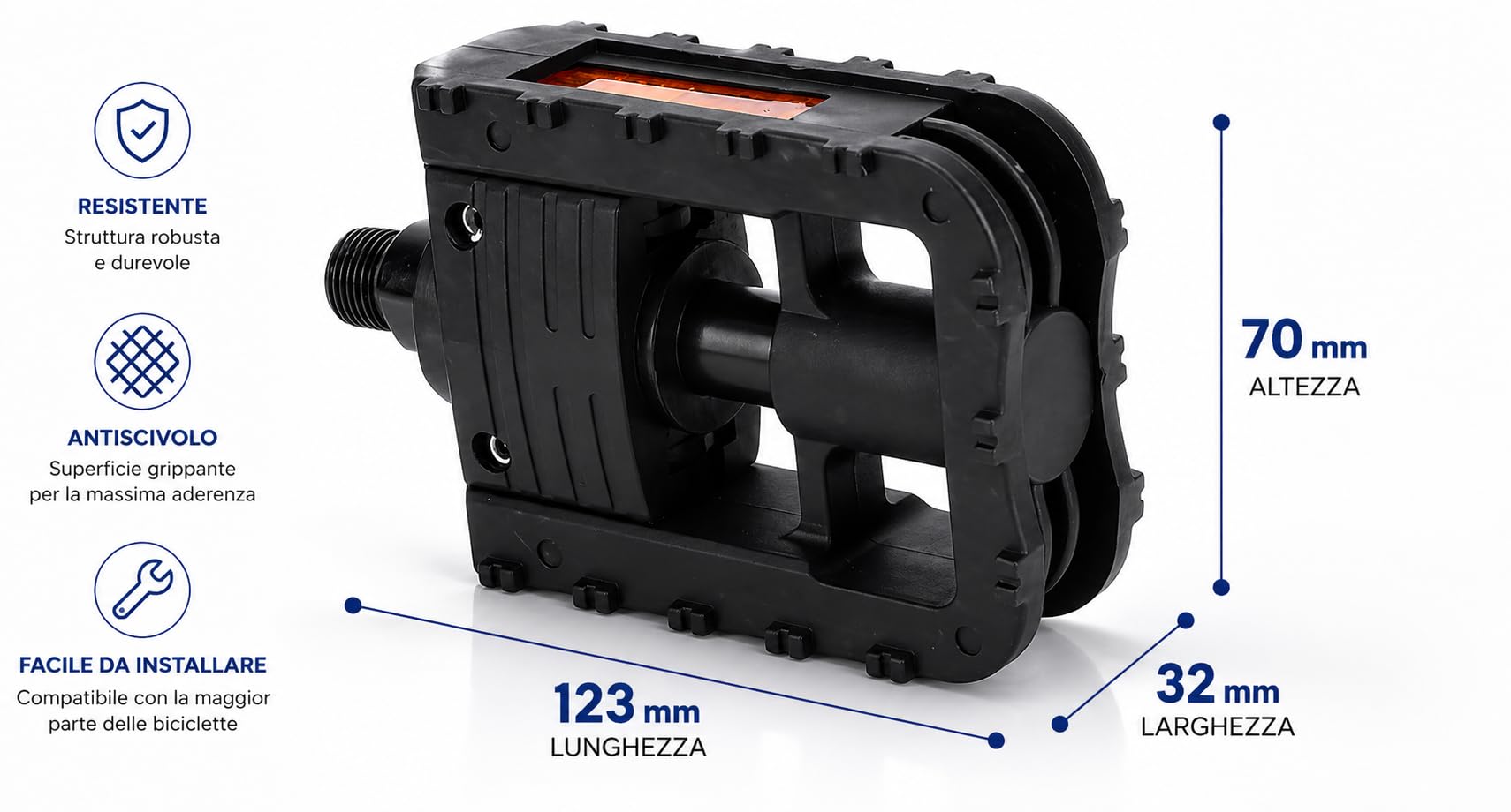 NLIGHTING Pedali Pieghevoli per Bicicletta, Pedali MTB Salvaspazio con Sistema Quick Fold, Antiscivolo con Riflettori, Perno Acciaio, 9/16 Universali per City Bike MTB E-Bike