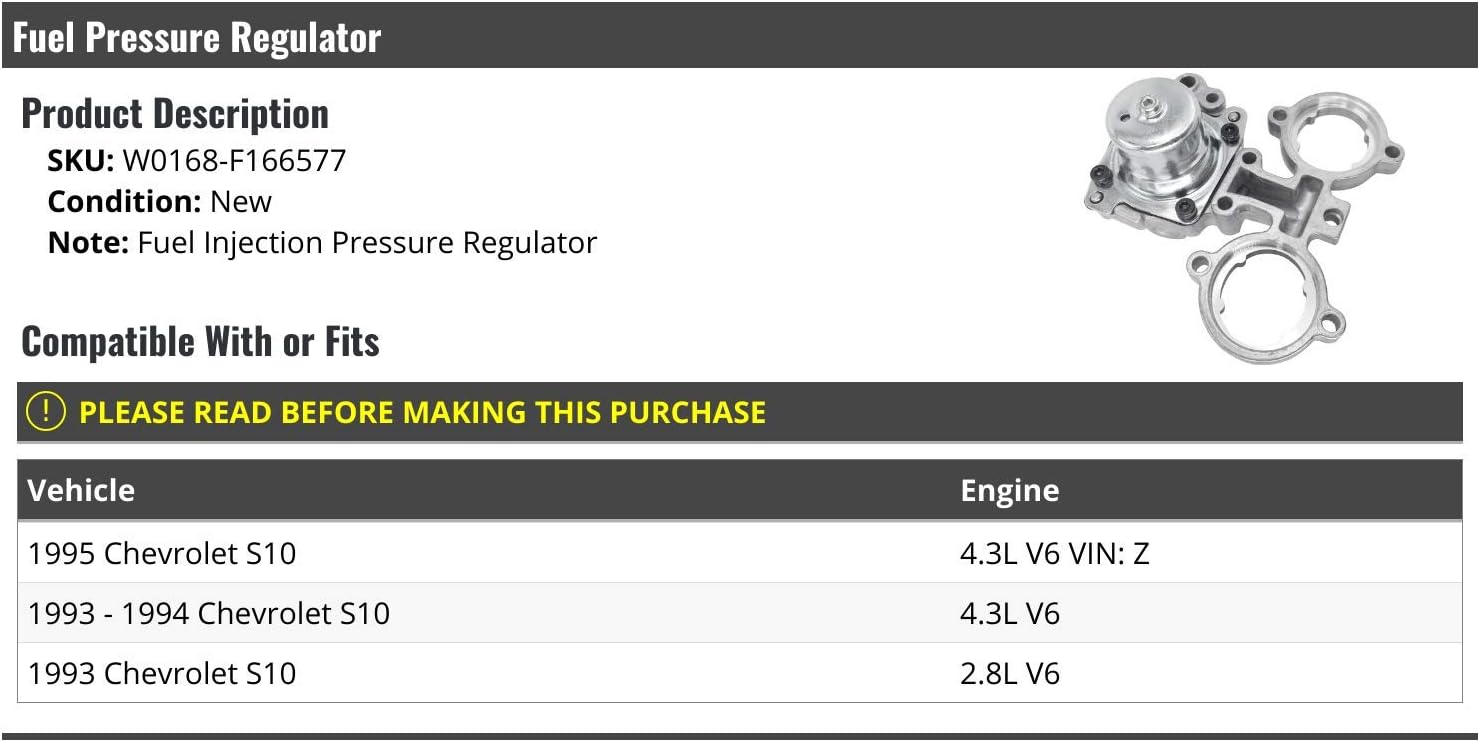 Marketplace Auto Parts Fuel Injection Pressure Regulator - Compatible with 1993-1995 Chevy S10