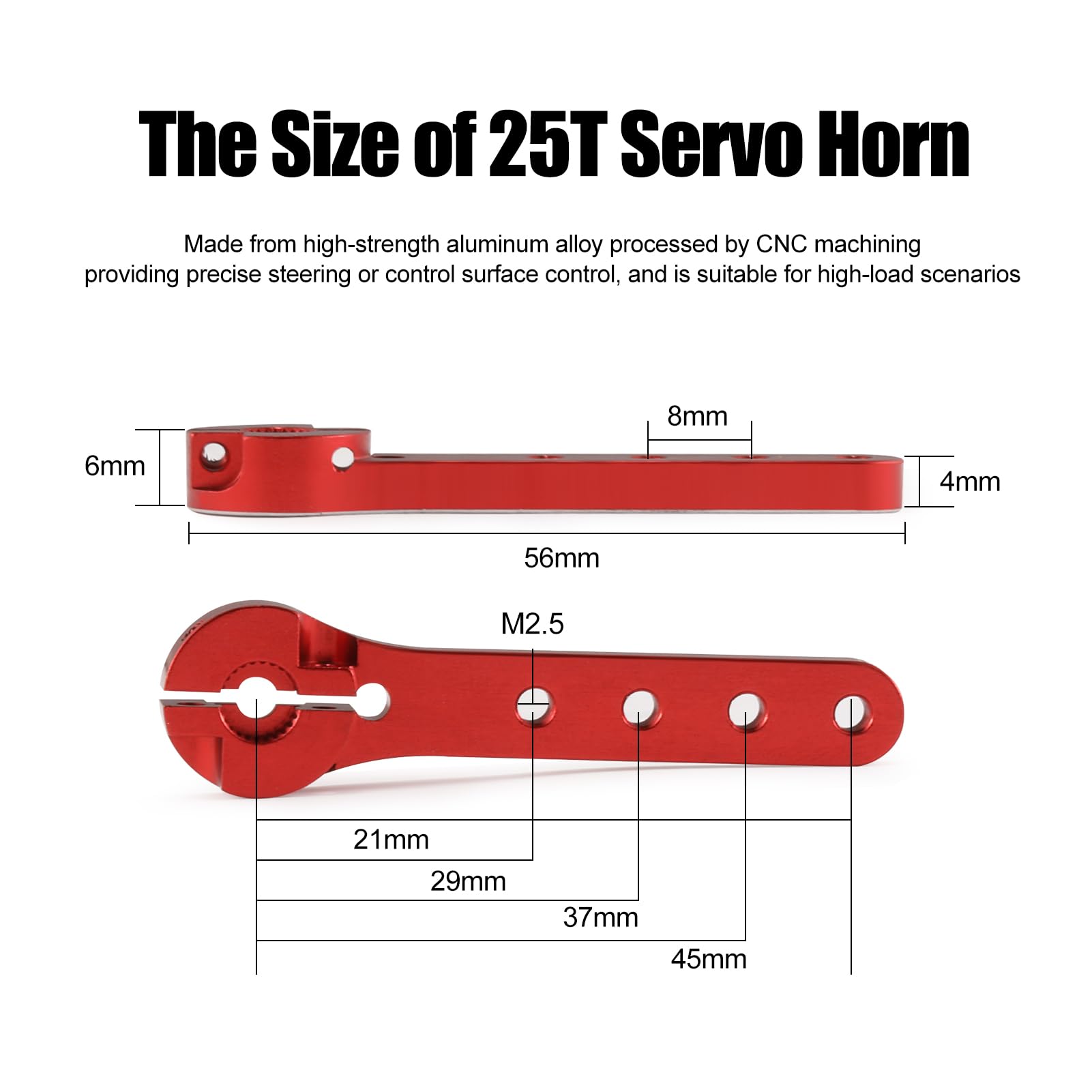 SHALUOMAN 25T Servo Horn 56mm Metal Compatible with 30-100CC Balsa Airplanes RC Plane Helicopter Car,5.0mm Aluminum Wheel Hex Parts for Arrma 1/10 Granite Upgrades Parts (R 0.7MM)