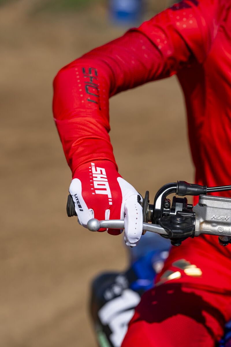 Shot Race Gear Guanti da motocross da uomo, per enduro e downhill MX/MTB, ideali per cross e bici, in materiale traspirante, polsino elastico in neoprene senza