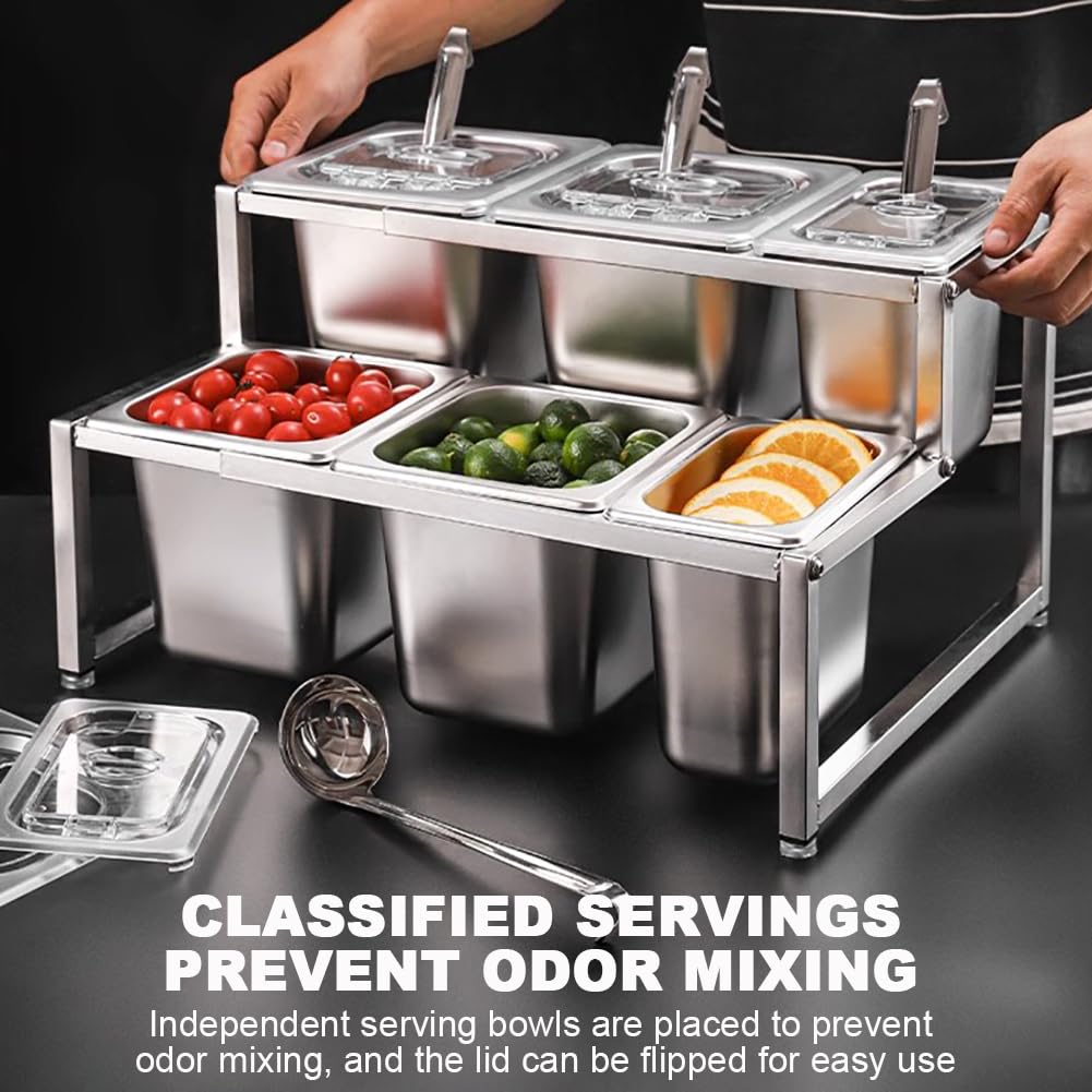 Especiero Expandible De Acero Inoxidable, Recipiente para Condimentos De 2 Niveles con Tapa Transparente, Bandeja Extraíble Y Especiero Abatible.,B