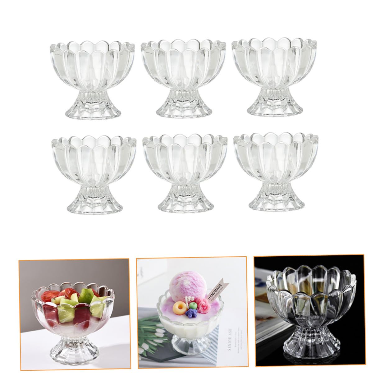 6pezzi Coppa Di Vetro Per Dessert Coppa Gelato Ciotola Per Dessert Di Gelatina Di Vetro Per Casa Tazza Da Tazze Da