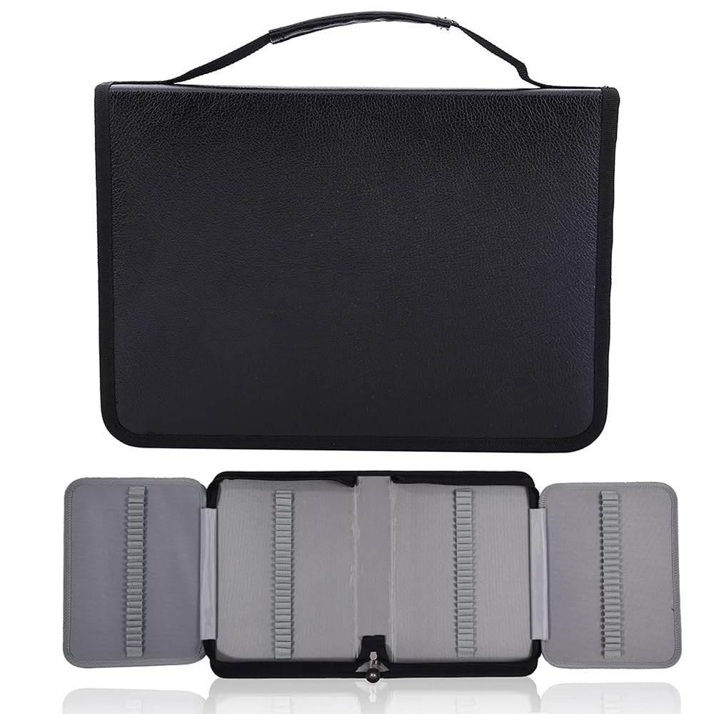 Hapivida Large Capacity Pen Pencil Case, 150 Slots Sketch Art Pencil Bag Portable Multiple Compartment Drawing Pencil Organizer Bag Student Supplies(Black)