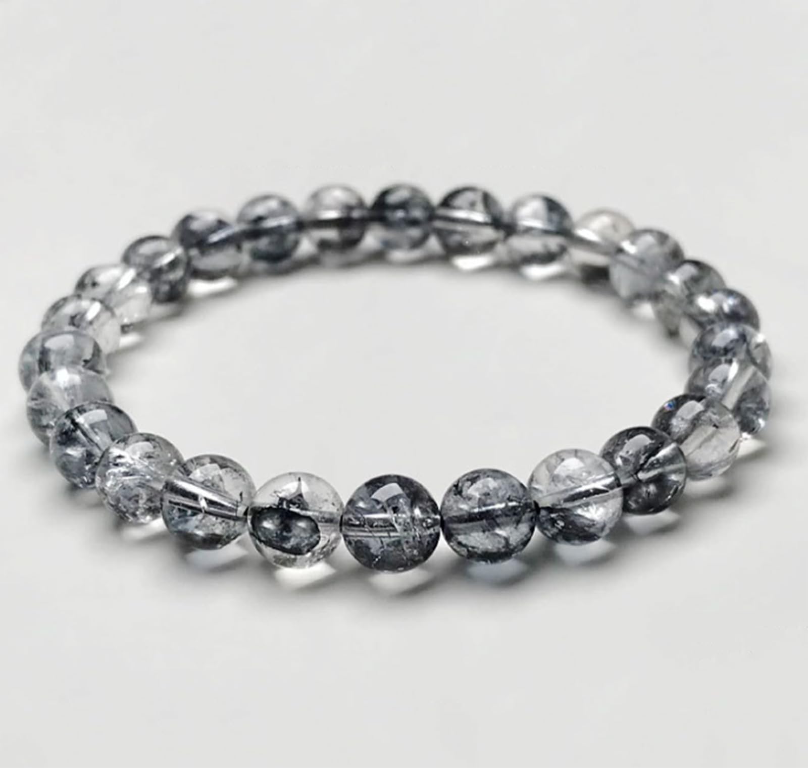 Pulseras de Cristal Negro Brillante, Pulsera de Cuentas de Cristal Negro Natural, Pulsera elástica de Cuentas de Yoga para Regalos de cumpleaños y Amistad en Navidad,10mm