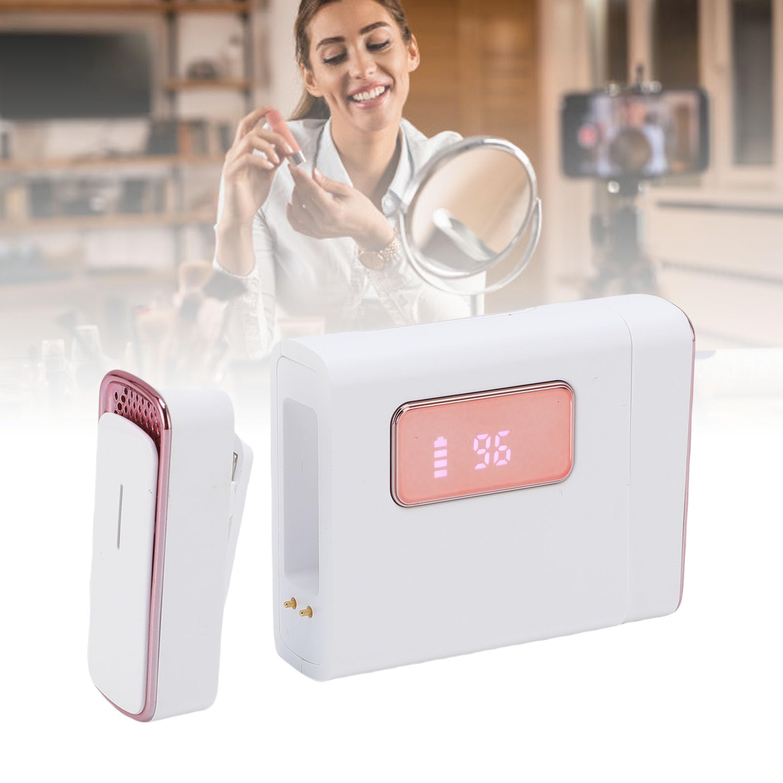 Cocoarm Micrófono Inalámbrico 1 a 2, Micrófono ABS Lavalier 2.4G Alcance de 20 M, Inalámbrico con Clip con Reducción de Ruido con Monitoreo en Tiempo Real para Entrevistas de Vlogging Grabación en