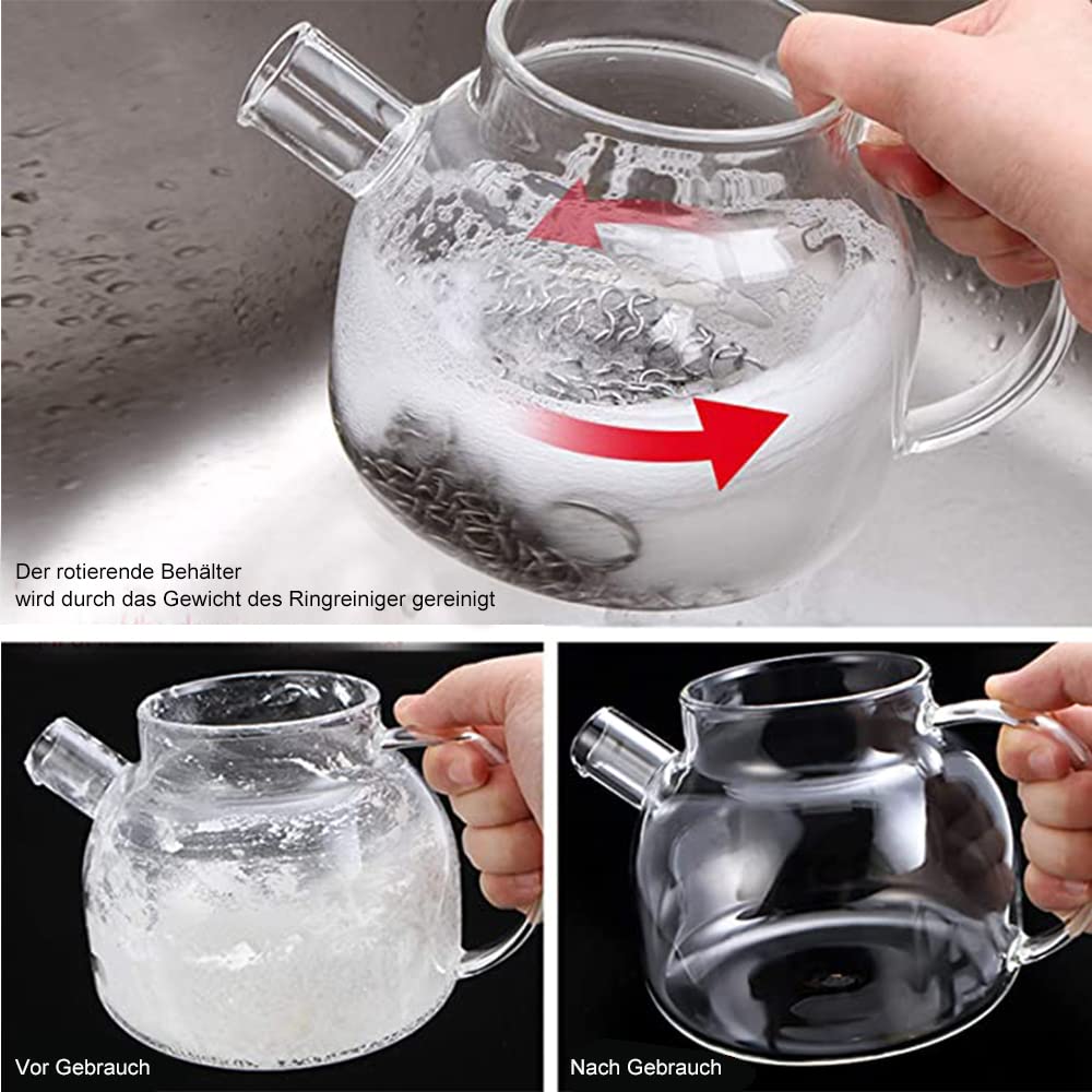 Ringreiniger Dutch Oven, Gusseisen Reiniger, Grill Bürste Reinigungsset, 316 Edelstahl Kettenschrubber, Topfreiniger mit Schaber, BBQ Dutch Oven Zubehör für Gusseisen Pfannen, Töpfe, Grillpfannen,Woks