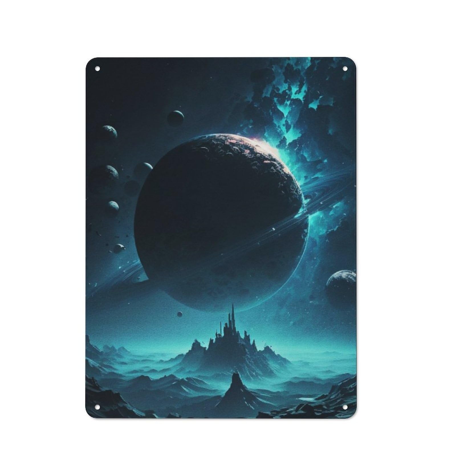 Junmoney Fantasy Galaxy Rustic Tin Wall Plaque 40X30cm For Living Room Wall, For Kitchen, Dining Room And Home Bar Wall Decor