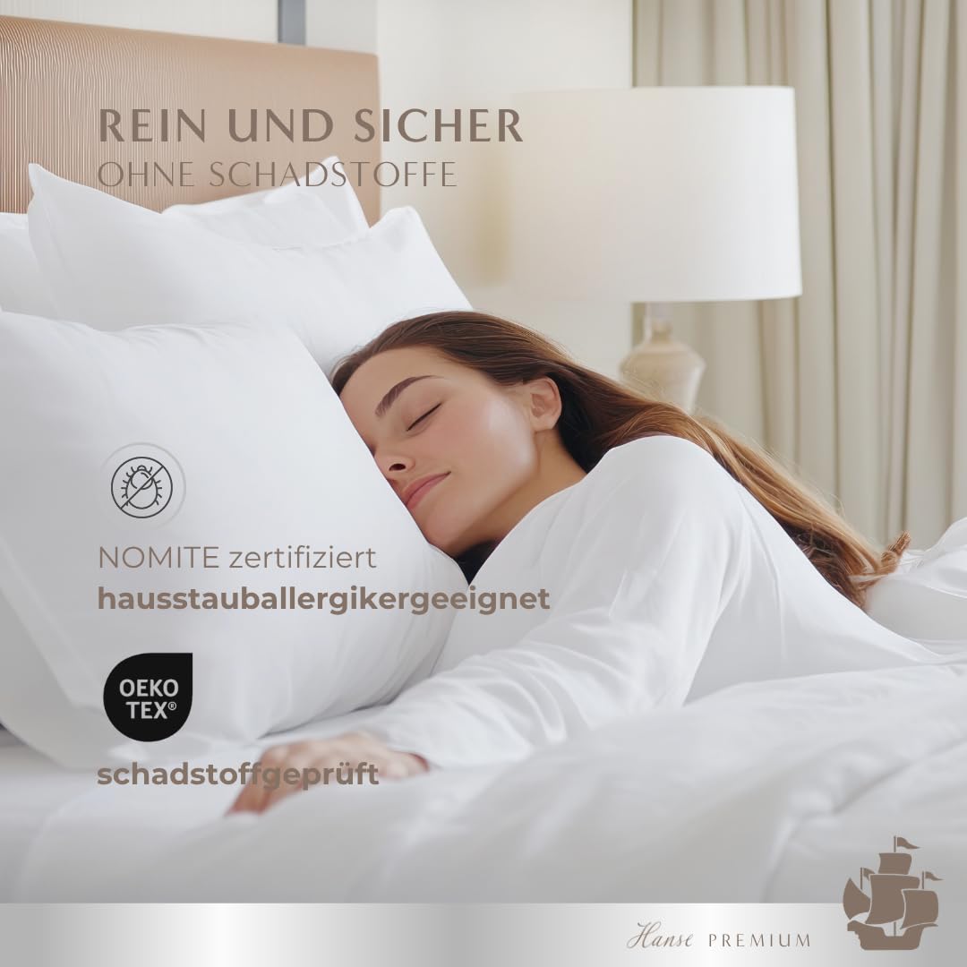 Hanse Premium Seitenschläferkissen 40 x 145 cm, Komfortables Kissen aus Daunen & Federn für Seitenschläfer, mit 3-Kammer-System, geeignet als Schwangerschafts- und Stillkissen, Made in Germany
