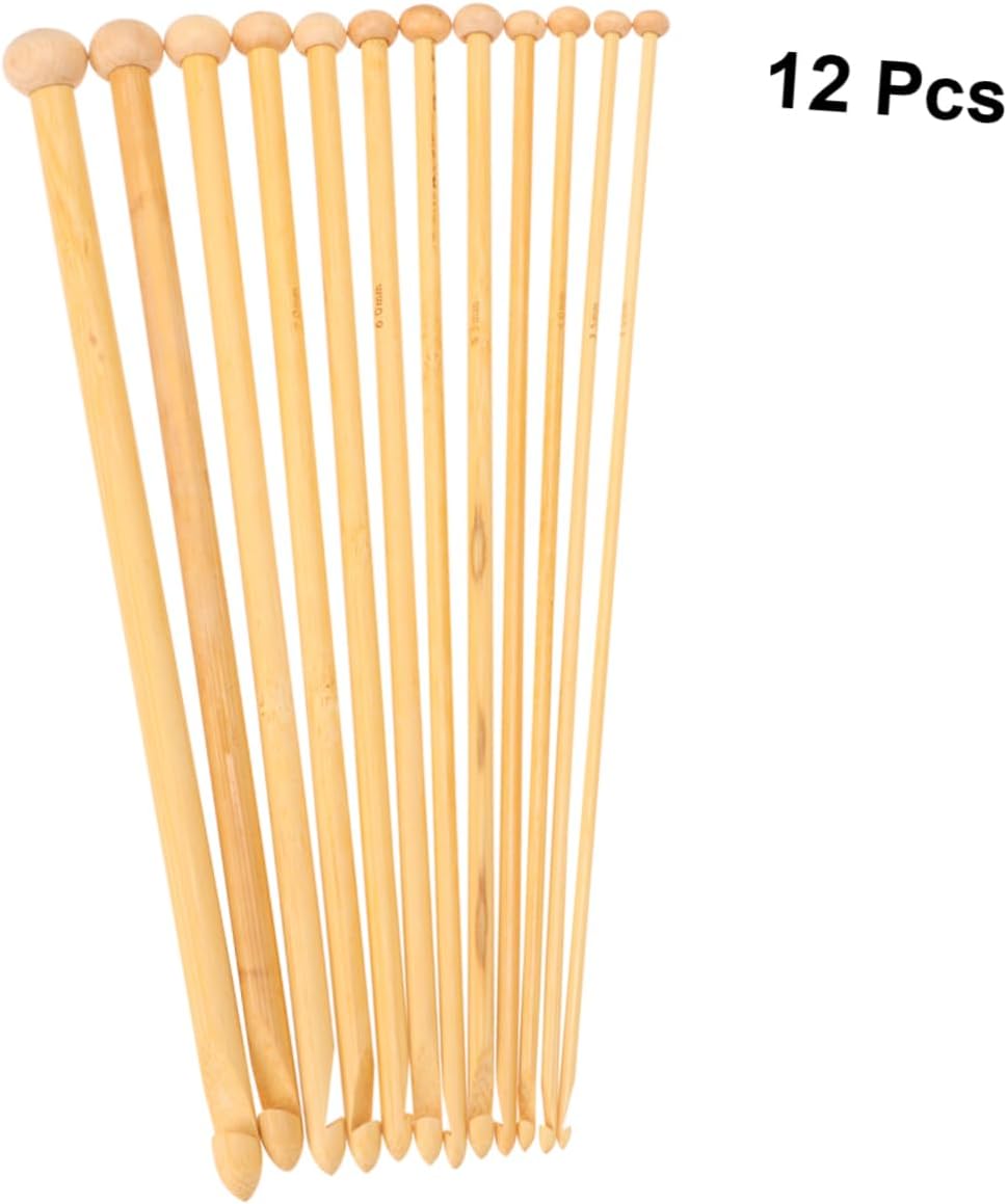TEHAUX 24pcs Carbonized Knitting Needles Round Bead Multi-Purpose Hand Knitting Tools for Sweaters Scarves and More Lightweight Crochet Needles for Comfortable Use