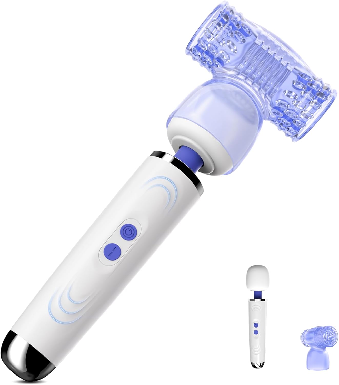Male Vibrator Wand Massager Sex Toys for Men and Couple, Sex Wand Penis Vibrator with Male Masturbator Attachment, 9 Modes G Spot Clitoral Stimulor Adult Toys Dual Side Handjob Trainer Partner Play
