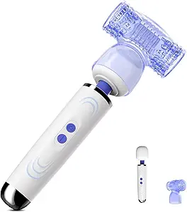 Vibrator Wand Massager Male Vibrator Sex Toys for Men and Couple, Sex Wand with Male Masturbator Attachment, 9 Modes Clitoral Stimulor Adult Toys Dual Side Handjob Penis Trainer Partner Play