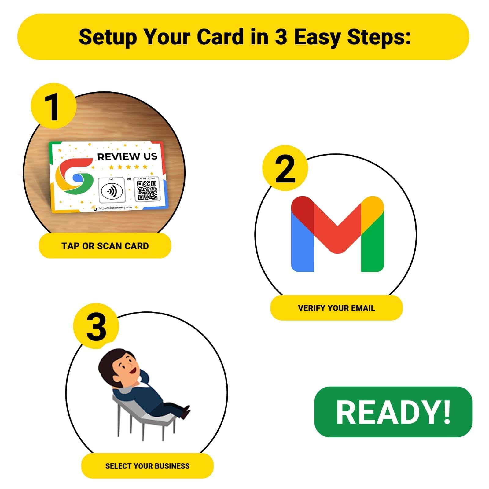 One Tap Only NFC Review Card with QR Code | Contactless Tap to Get Customer Feedback | Reusable Smart Business Review Cards for Shops, Cafes, Restaurants to Grow Ratings & Boost Sales (Pack of 4) - Image 4
