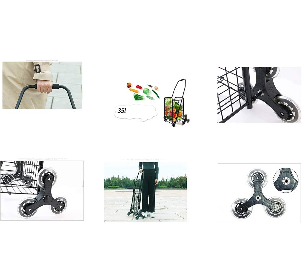 Carrello Della Spesa Dei Camion Della Mano, Carrello Della Spesa Pieghevole Carrello Portatile Carrello Dei Carrelli Del Metallo/Black/B