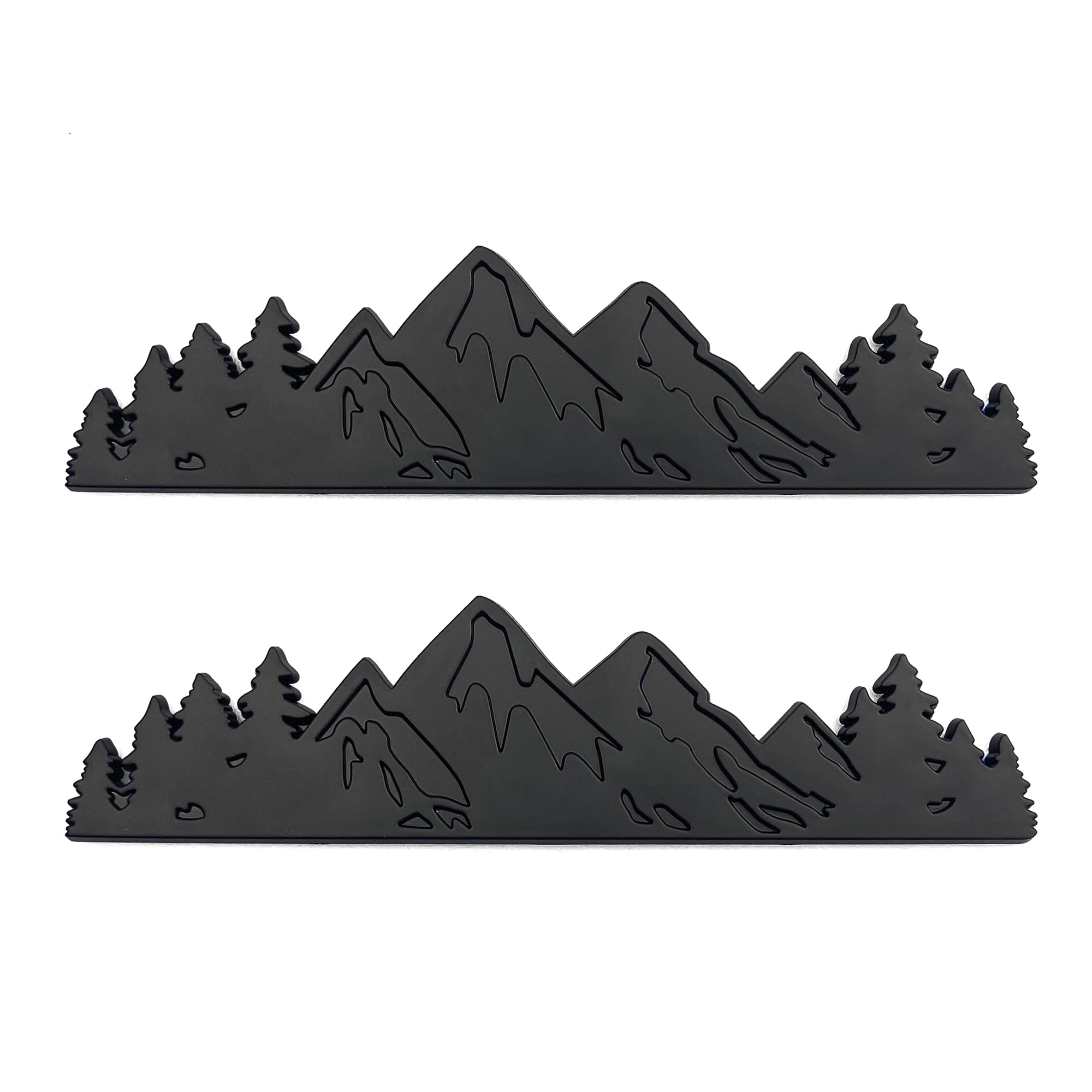 Snow Mountain Tree Emblem for Car, 2 Pcs 7 Inch Mountains Graphic Logo Badge, Trunk Mountain Logo Emblem for Trunk Tailgate Emblem, Car Exterior Accessories (Matte Black)