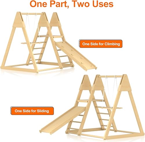 Miniatura 7 de Juguetes de escalada para niños pequeños, juegos de madera para interiores, juguetes Montessori XL de madera para escalar, ángulo ajustable con 2