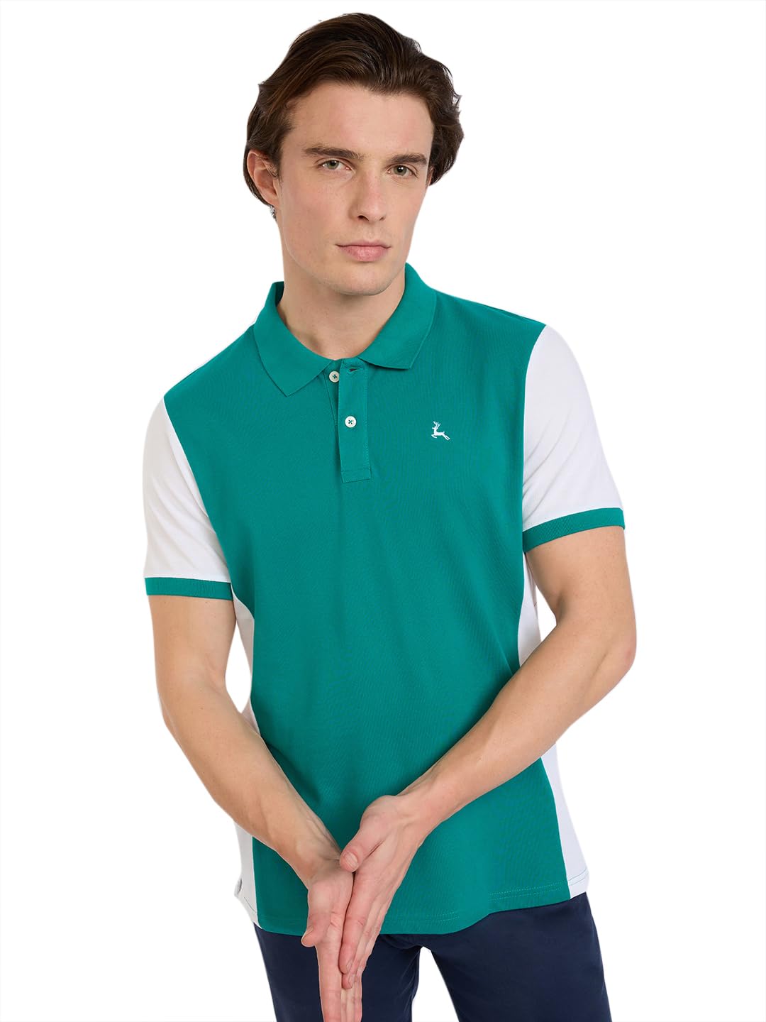 parx Men Regular Fit Cut & Sew Pattern Cotton Polyester Blend Rib Collar Half Sleeve Polo Neck Casual T-Shirt-picture-38