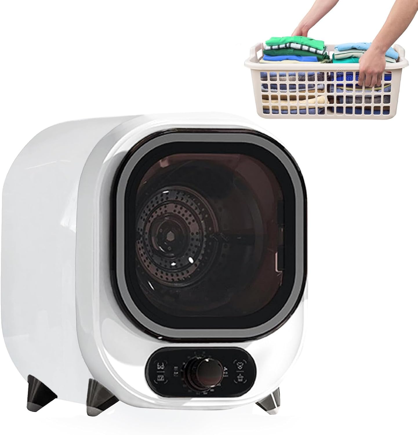 Mini Tumble Clothes Dryer with 2 Drying Mode, 0.8Kg Clothes Capacity, Built-in Filter, Front Load Dryer with Stainless Steel Tub for Drying Underwear, Socks, Towel & T-Shirt,White