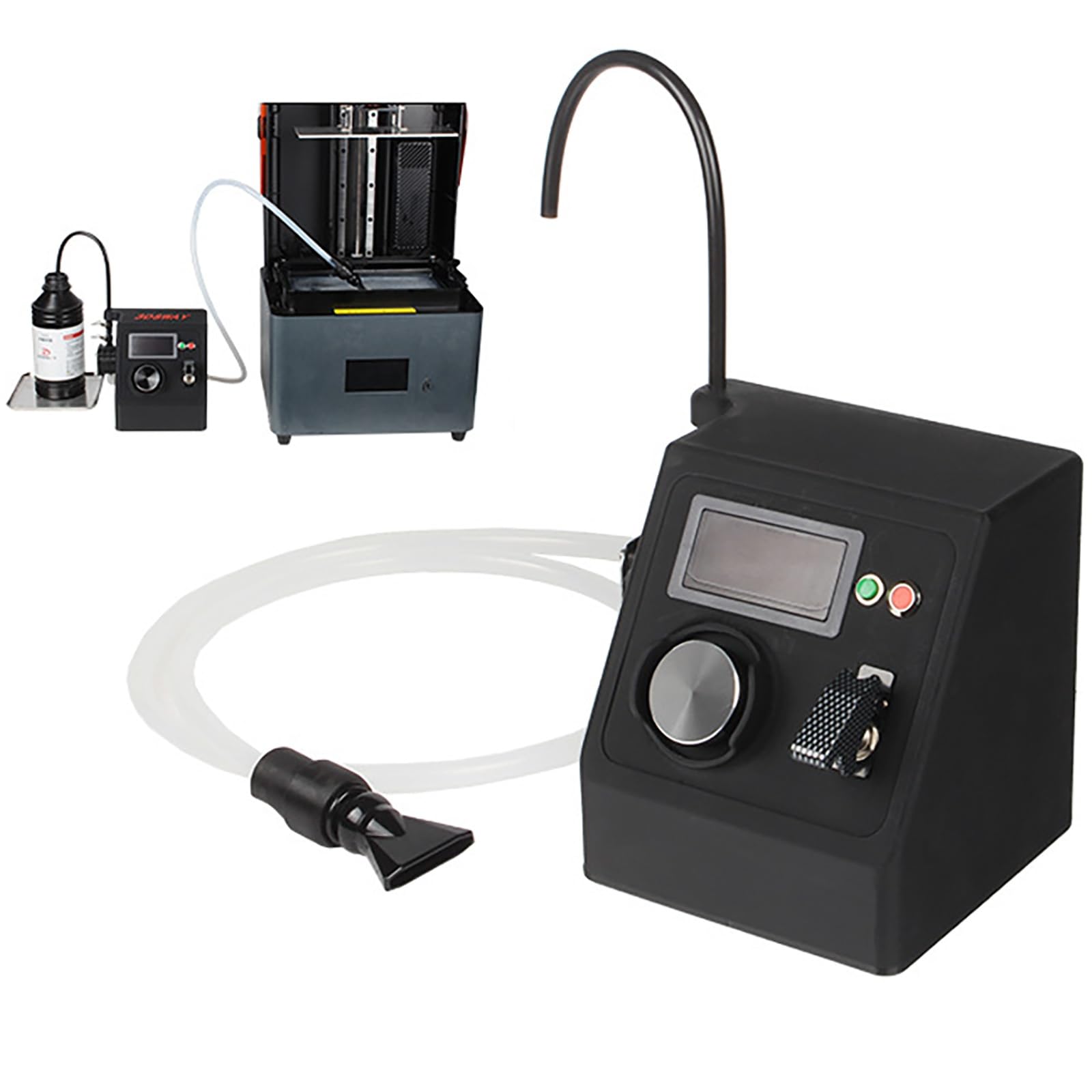 XNXYSMKJ 3D Printer Resin Recycler,Electric Resin Transfer Pump w/Duckbill Adapter & Metal Tray,360° Swivel Suction Nozzle, 20W Max, Digital Screen
