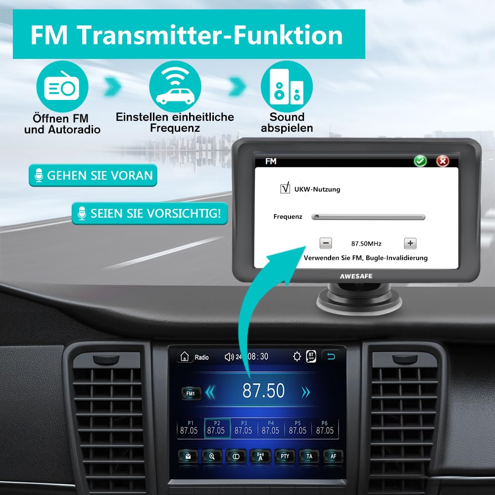 AWESAFE Navigationsgeräte für Auto, 7 Zoll Touchscreen, 2023 Europa Karten unterstützt lebenslang kostenloses, GPS Navigation für Auto PKW KFZ LKW