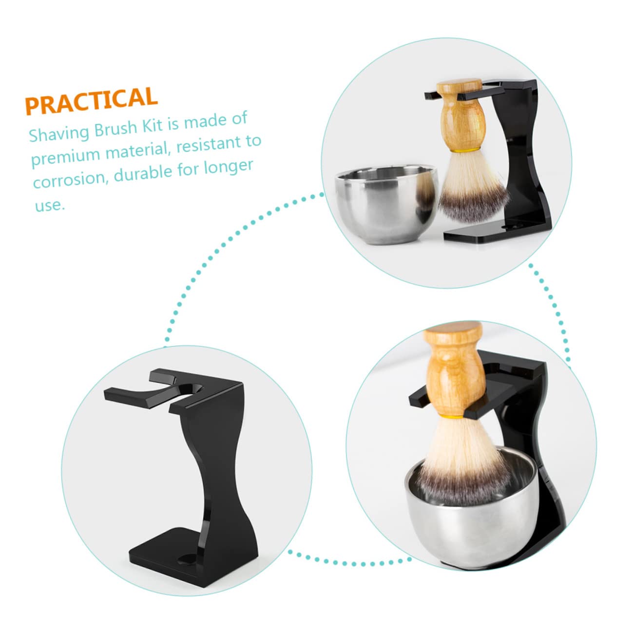 Healeved 2juegos Soporte Para Cepillo De Afeitar y Tazón De Organizador De Utensilios De Para Hombres Soporte Estable y Práctico Para Barberías