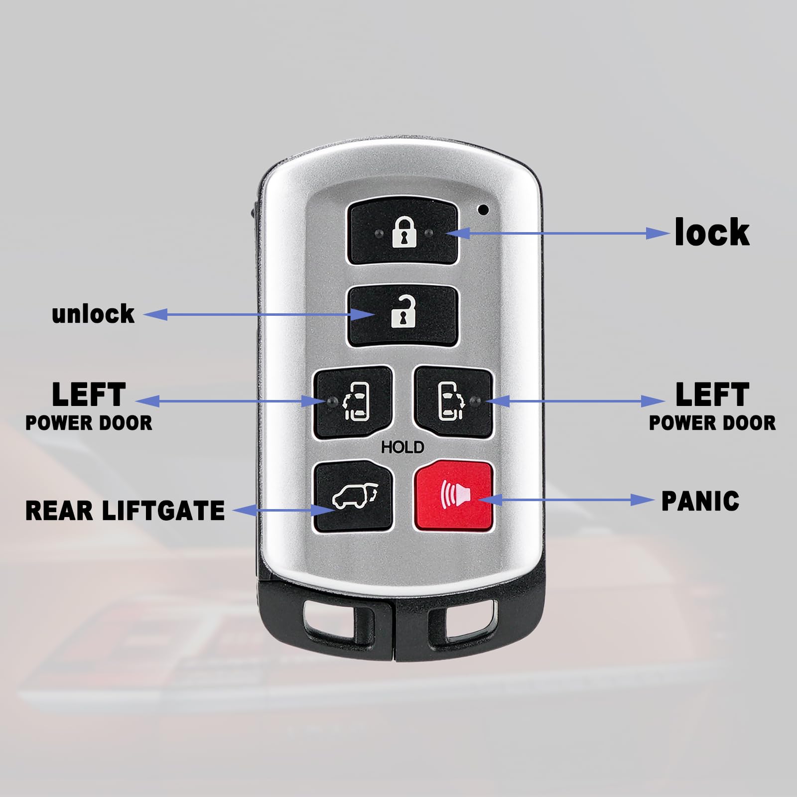 QAGGUM 6-Button Remote Key Fob For Toyota Sienna 2011-2020, Replace 89904-08010 - View #12