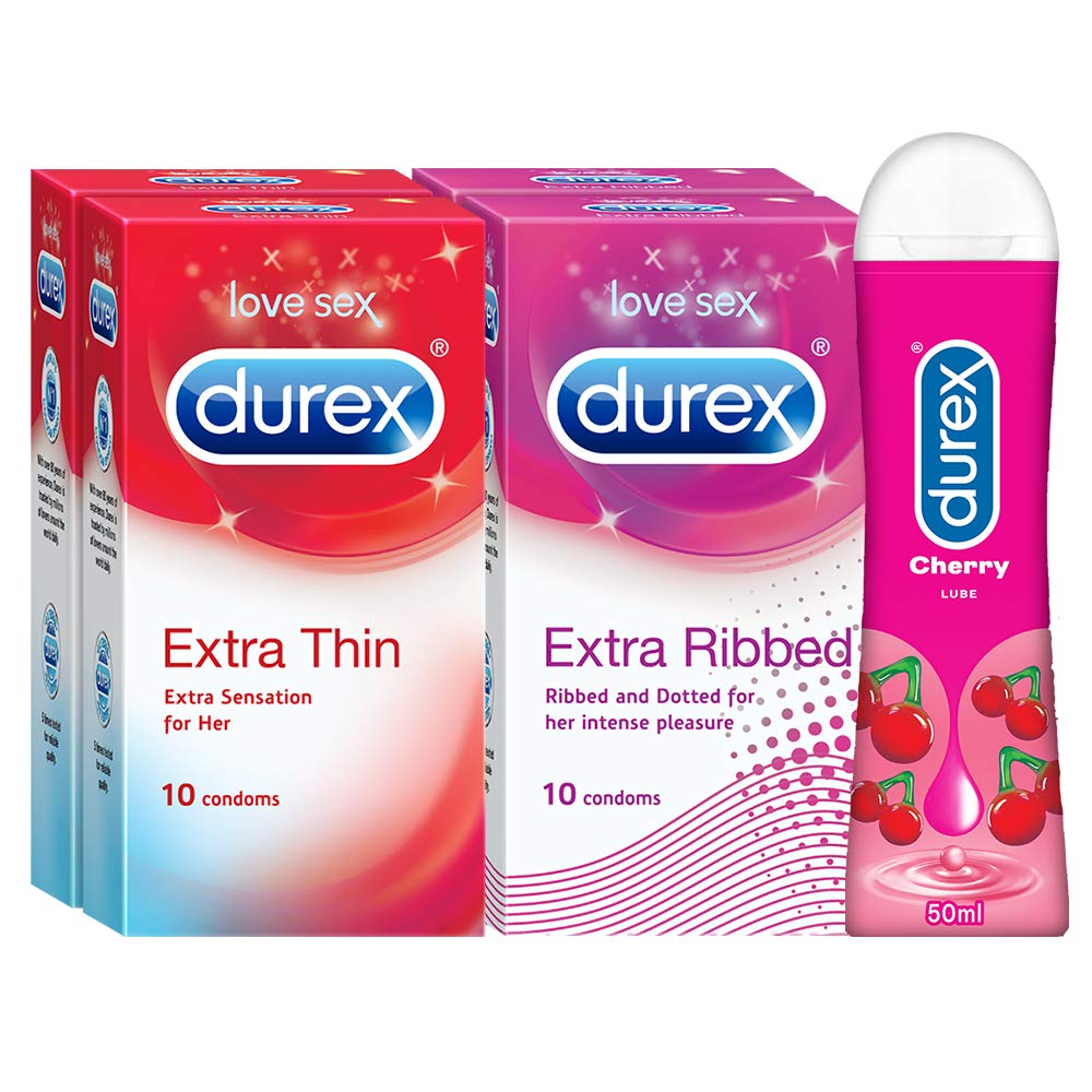 Pleasure Packs (Durex Extra Thin 10s, Extra Ribbed 10s, Extra Thin 10s, Extra Ribbed 10s, Cherry 50 ml)-picture-37