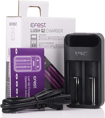 LUSH Q2 Cargador de batería inteligente LED compatible con baterías de litio IMR 3.6V y 3.7V