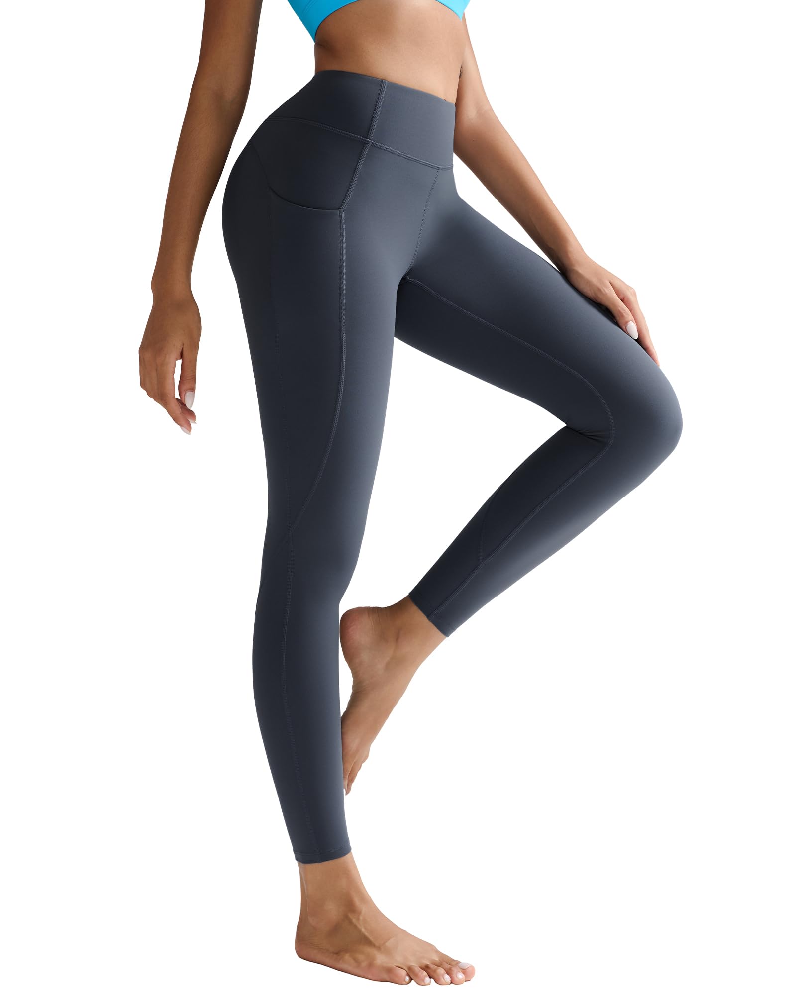 RUNNING GIRL Leggings for Women 25" Inseam, High Waisted Compression Buttery Soft Yoga Pants with Pockets
