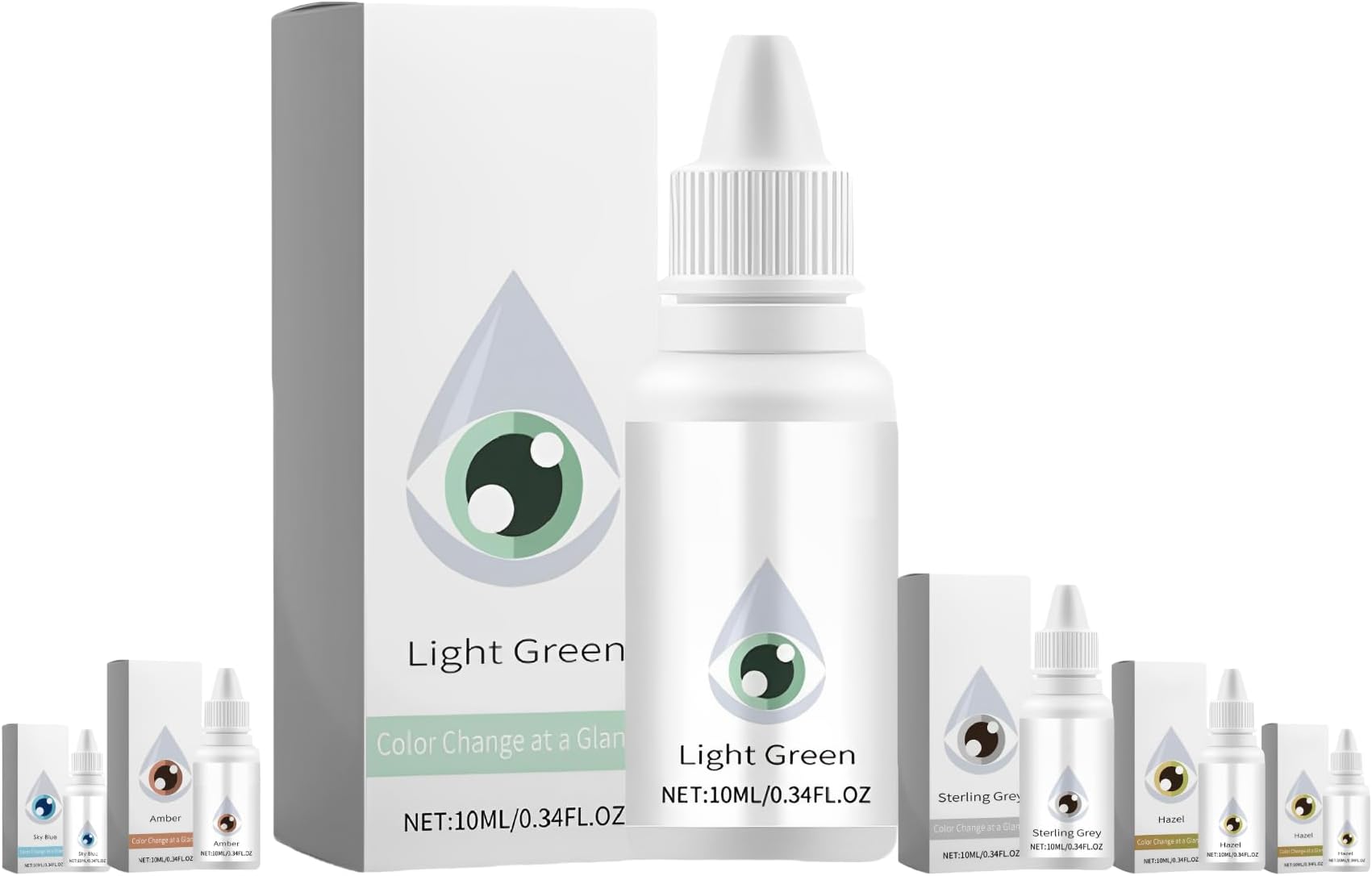 Innovative Eye Drops:Vision Products Dry Eye Relief Products Advanced Formula to Lighten & Change Your Eye Color, Relieves eye strain, 6 Fashionable Shades Including (Light Green)