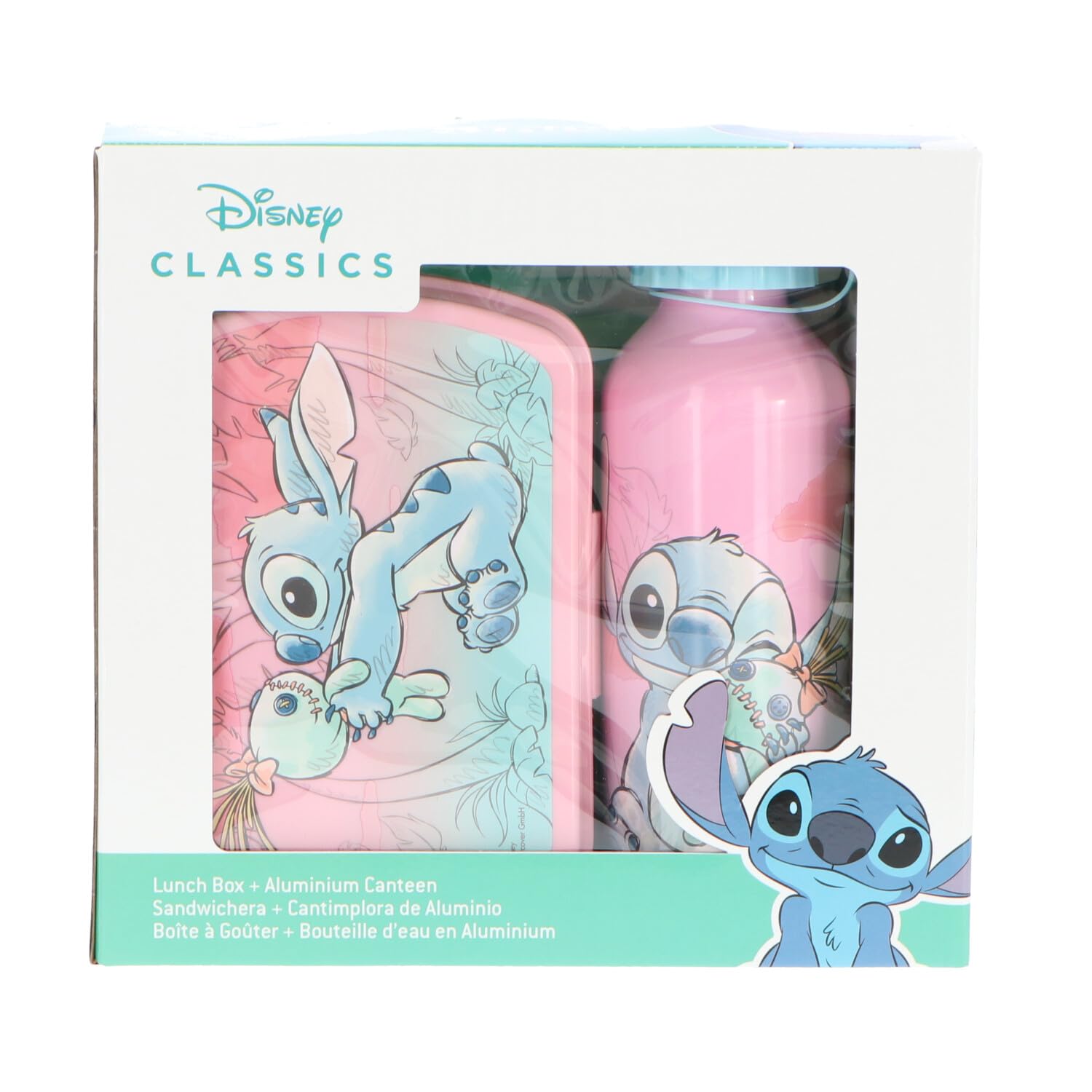 Disney Set per Il Pane – Contenitore per Il Pranzo e Bottiglia 400 ml, Stitch
