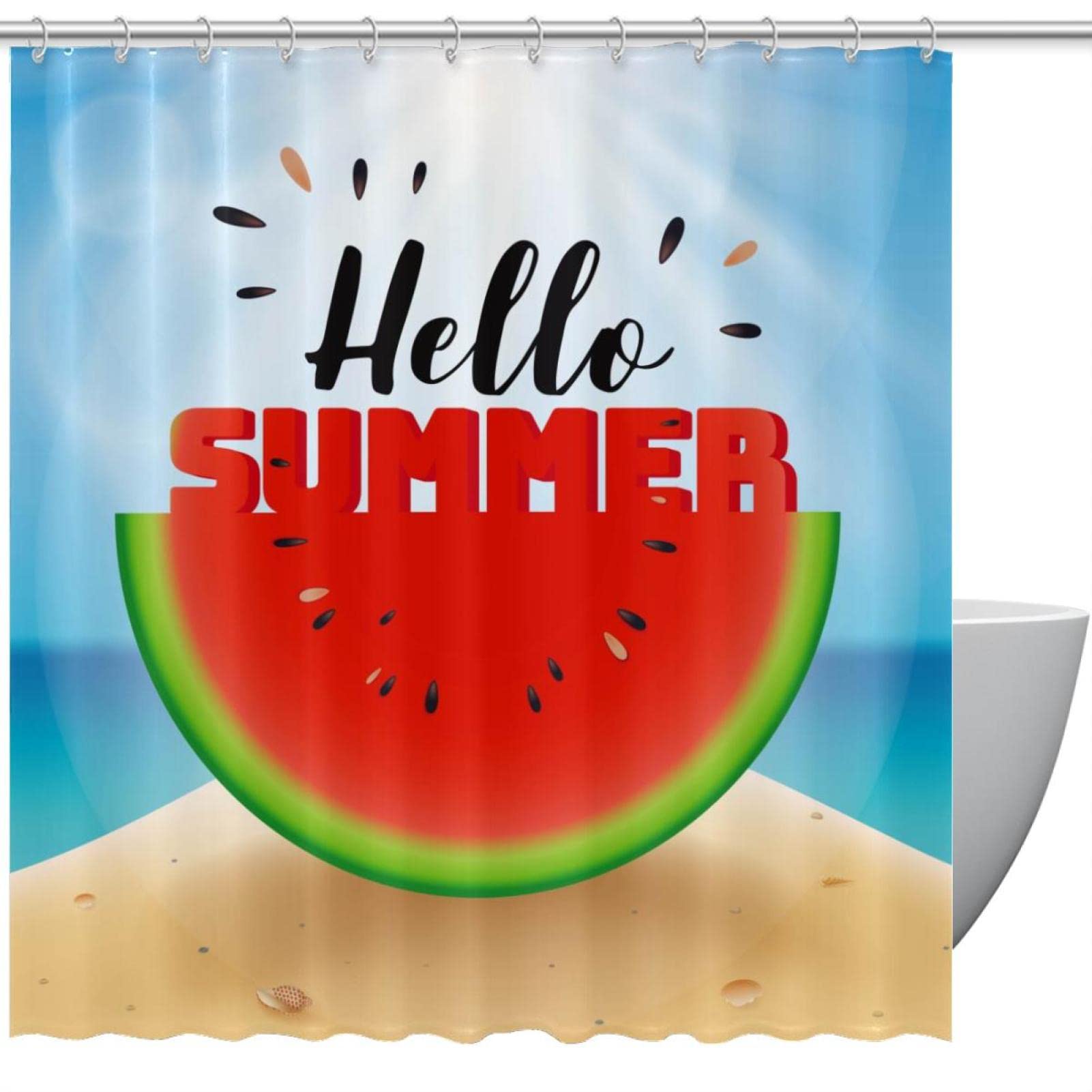 Rideau de douche Hello Summer décoratif pour apporter le soleil dans votre salle de bain