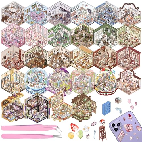 28 Sets DIY 3D Autocollant Scène, DIY Amusants House Stickers,