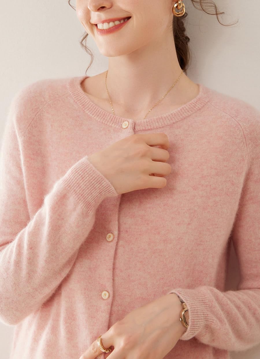 E-girl Maglione da donna 95% cashmere, girocollo, a maniche lunghe, lavorato a maglia, da donna, in lana di cashmere, sottile, SH504