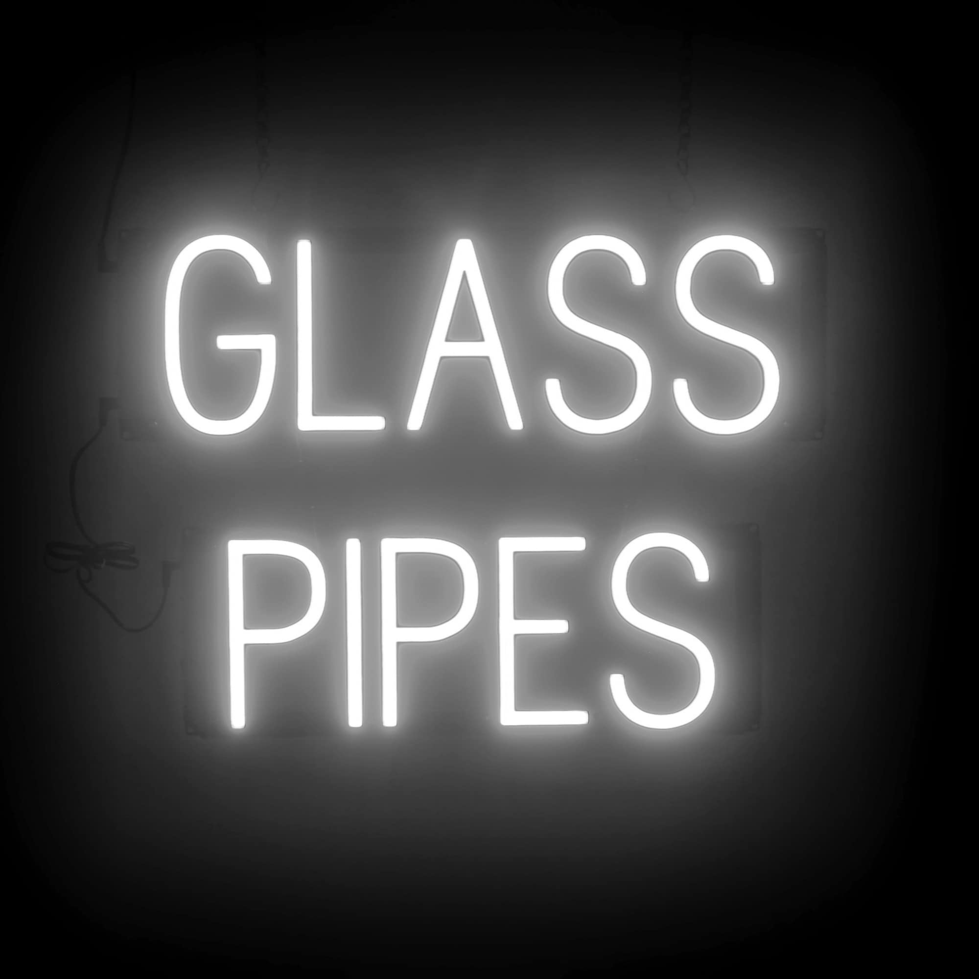 SpellBrite LED Neon GLASS PIPES Sign for Business - White, 21" x 15"