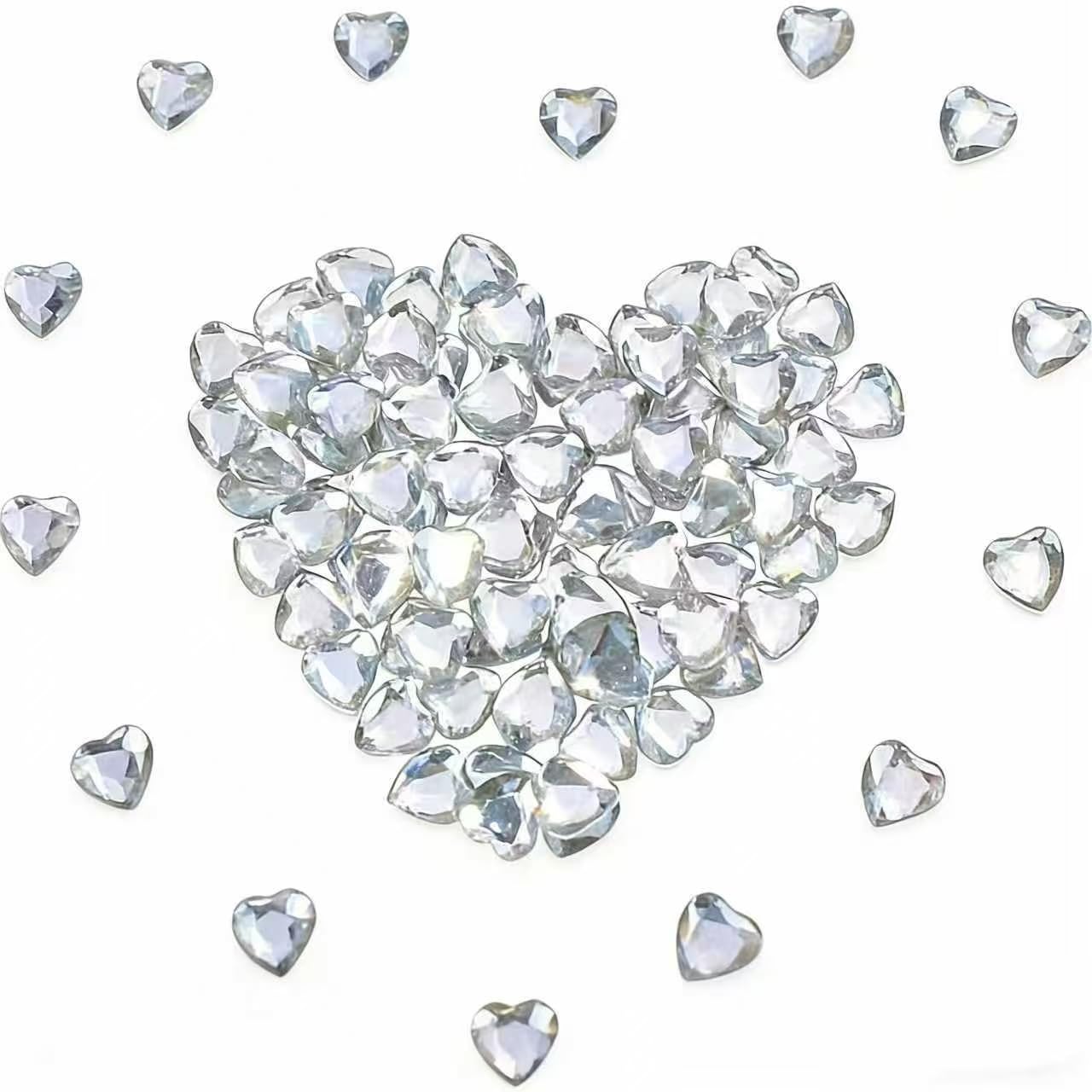 Aupawdy 1000 Stück Funkelnd Herzen Diamantkristalle Acrylic Heart Diamanten 10mm Herz Deko Kristalle Konfetti Diamanten zum DIY Verzieren Dekoration Hochzeit Verlobung,Valentinstag (Transparent)