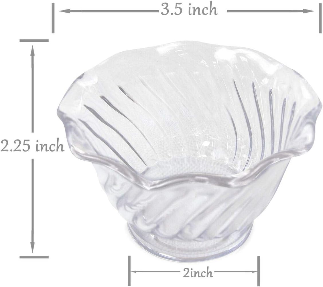 [24 Pack] Plastic Dessert Cups 5 oz - Clear Mini Ice Cream Sundae Tasting Bowls, Individual Swirl Tulip Shape Dish Holder, Salad Appetizer Chocolate Candy Serving in Party Buffet, Commercial Home Use : Everything Else