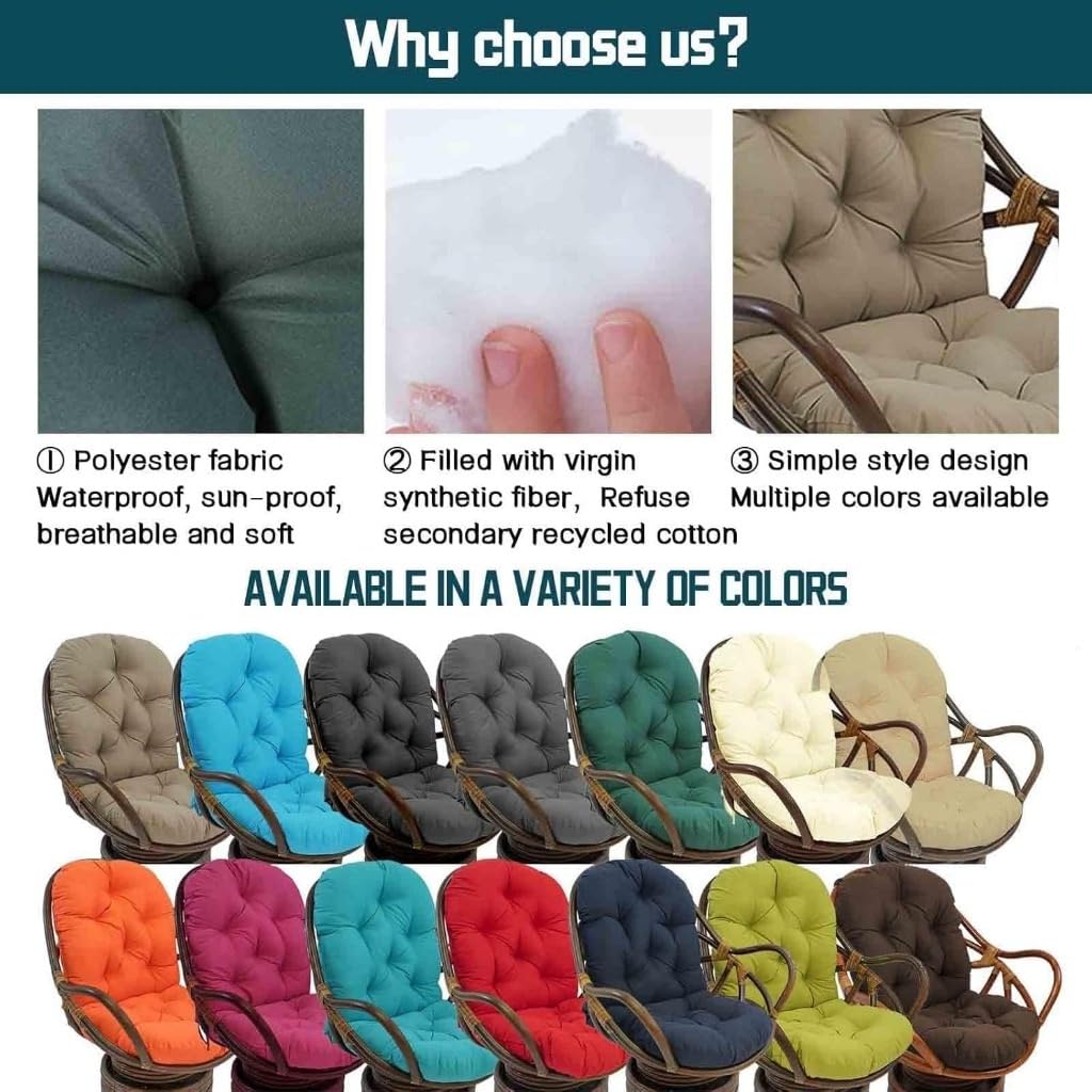Fauteuil en Rotin Pivotant Coussin pour Fauteuil a Bascule Intérieur Rocker Coussin Pivotant Pad de Remplacement, pour Fauteuil Inclinable en Rotin(#H)