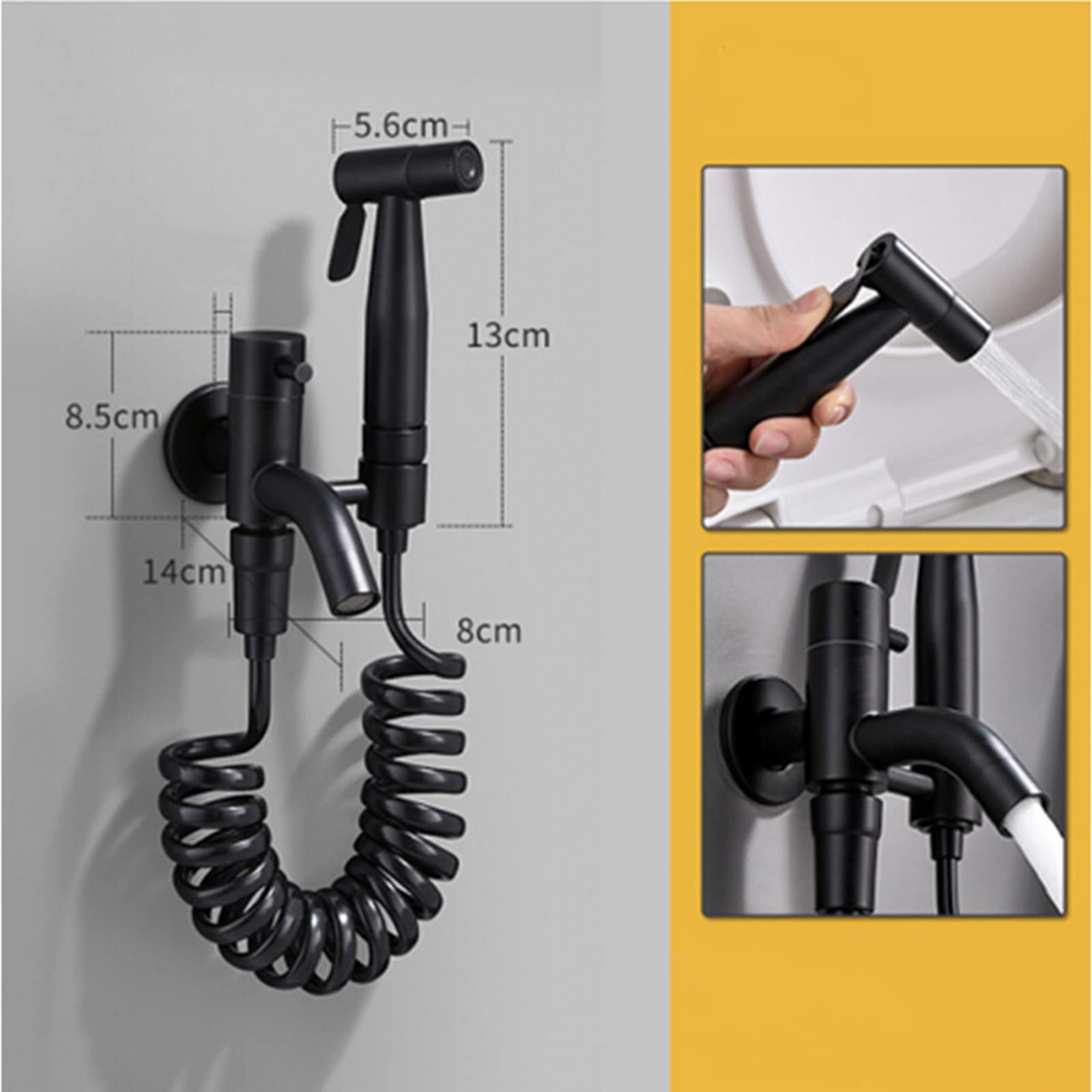 Doccetta per Bidet Miscelatore Nero Spruzzatore Booster Kit Doccetta per Bidet WC Doccia Rubinetto da Muro Manico Singolo Kit Spruzzatore per Bidet Doccino Bidet