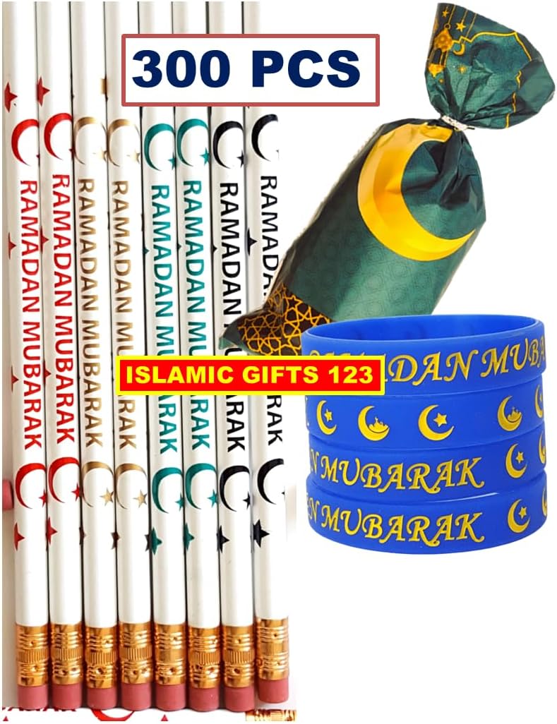 Ramadan Pencils[ 300 Pack ] Ramadan Favors Ramadan Wristbands Ramadan Party Pack Ramadan Eid Gift Muslim Gifts