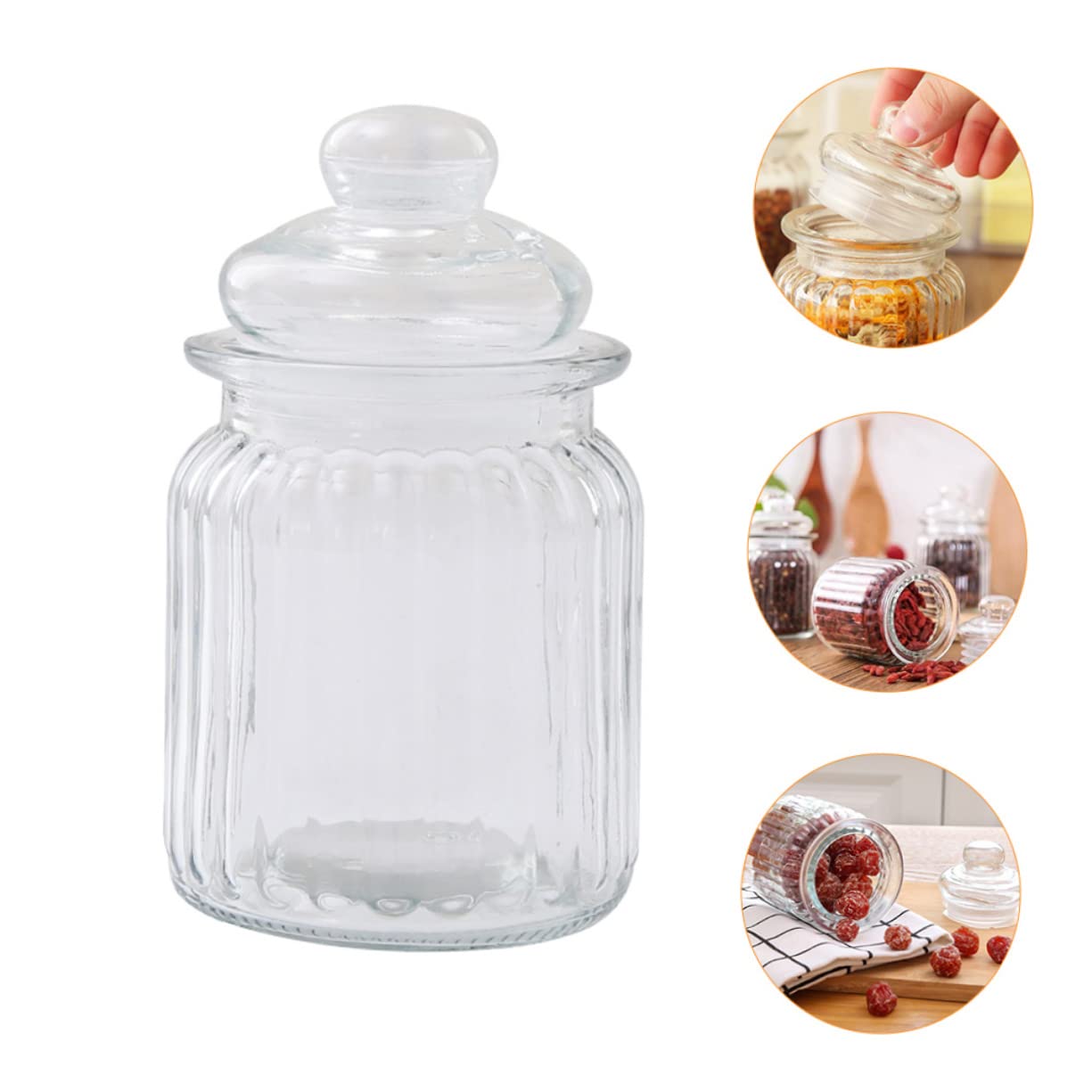 PRETYZOOM 4 Stück 230ml Glasaufbewahrungsbehälter aus Glas mit Deckel Dicke Ausführung und Feine Verarbeitung für Küche und Zuhause zur Lebensmittelaufbewahrung