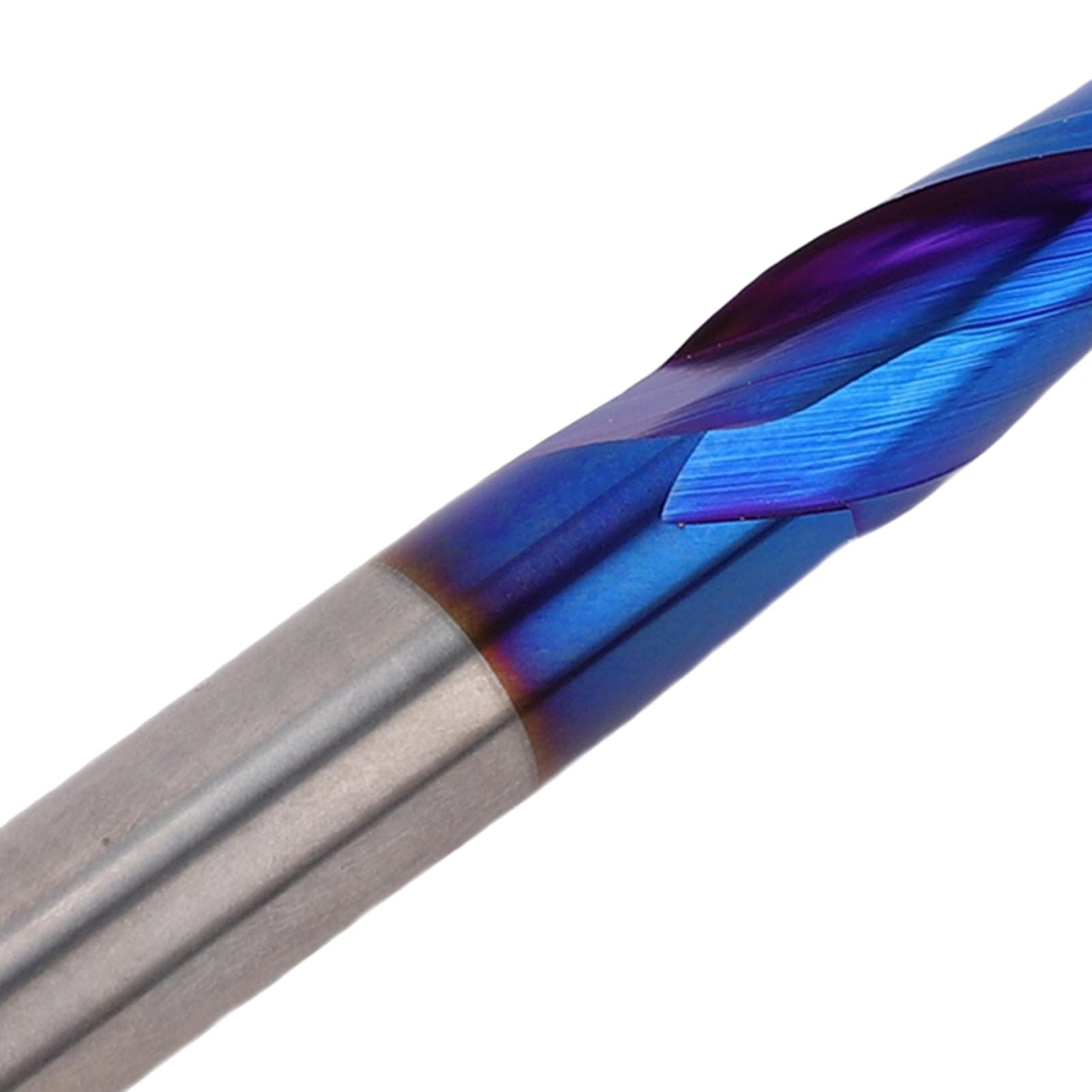 1/4 Zoll Kugelkopf-Fräser, Hartmetall-Spiralschaftfräser mit Blauer Nano-Beschichtung für CNC-Holzbearbeitung, 3D-Schnitzen und Kunststofffräsen, 1/4 Zoll Schaft, 2-schneidiges Design für