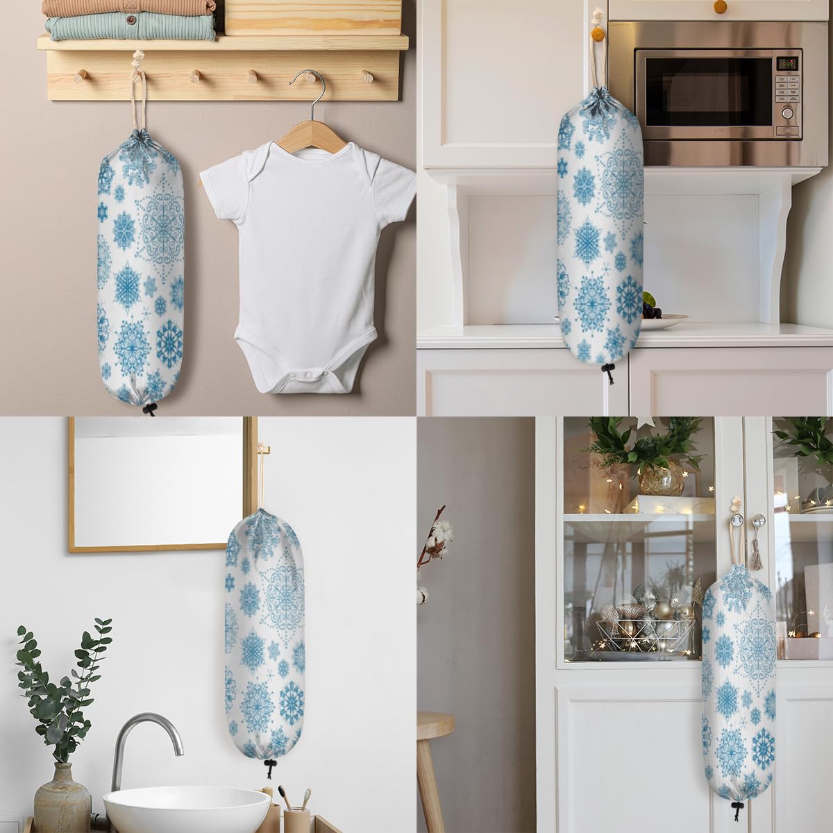 Porta sacchetti di plastica a forma di albero di cervo con scritta Merry Christmas, da parete, organizer per sacchetti della spesa, lavabile, grande, per casa, cucina, viaggi, confezione da 1